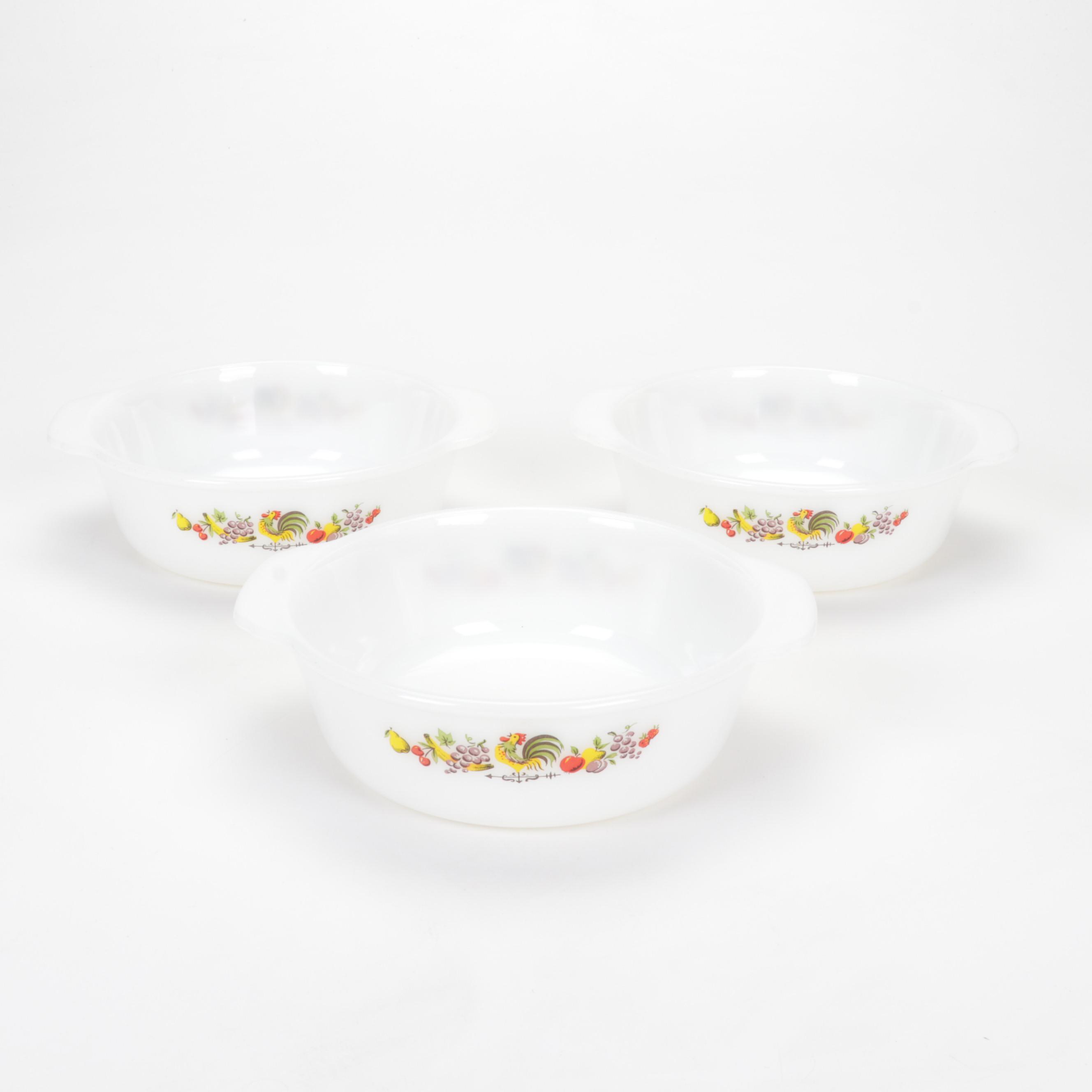 Hazel-Atlas "Florentine" Pink Depression Glass Bowls with Other Tableware