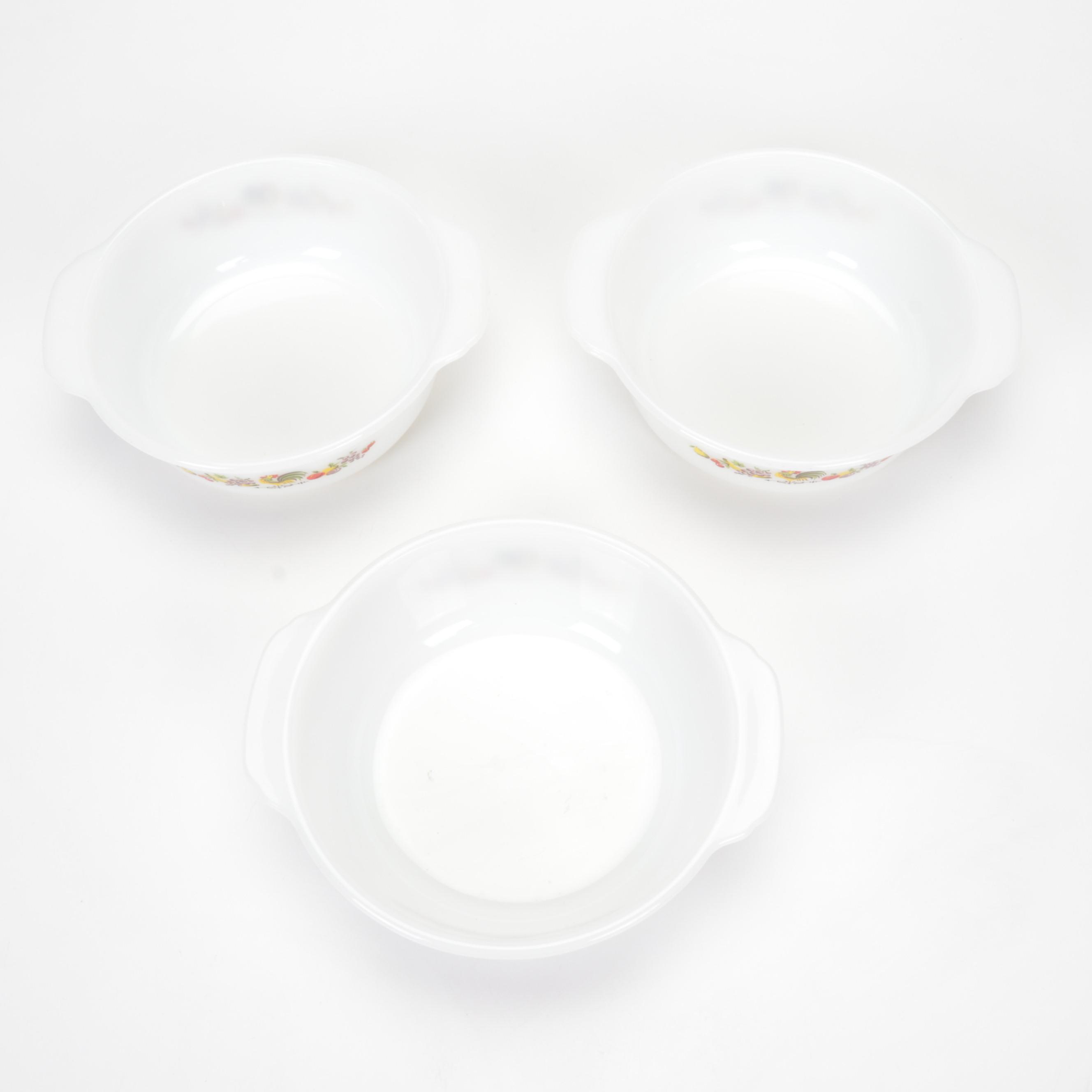 Hazel-Atlas "Florentine" Pink Depression Glass Bowls with Other Tableware