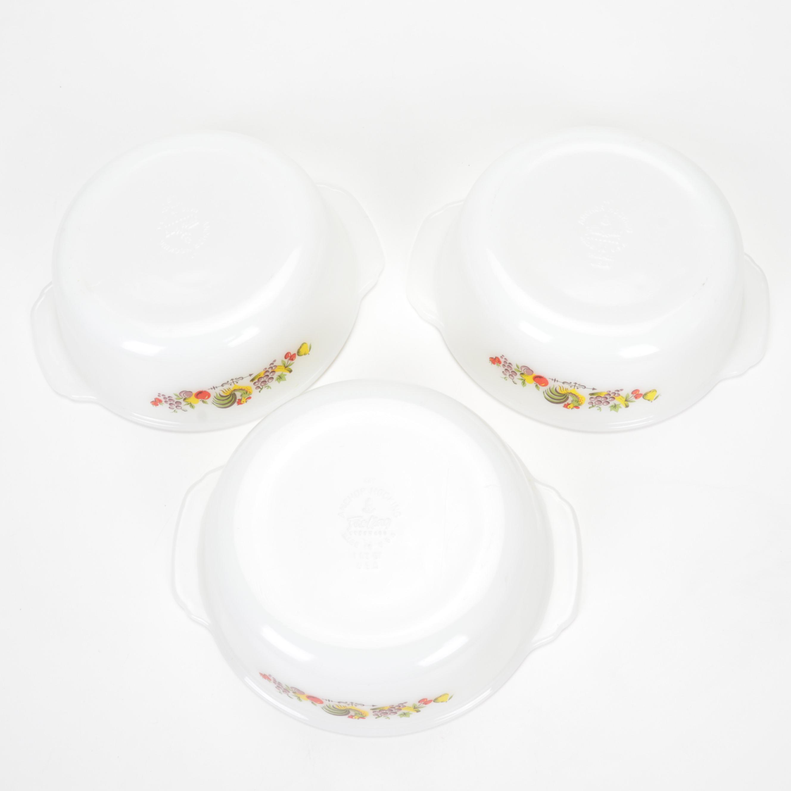 Hazel-Atlas "Florentine" Pink Depression Glass Bowls with Other Tableware