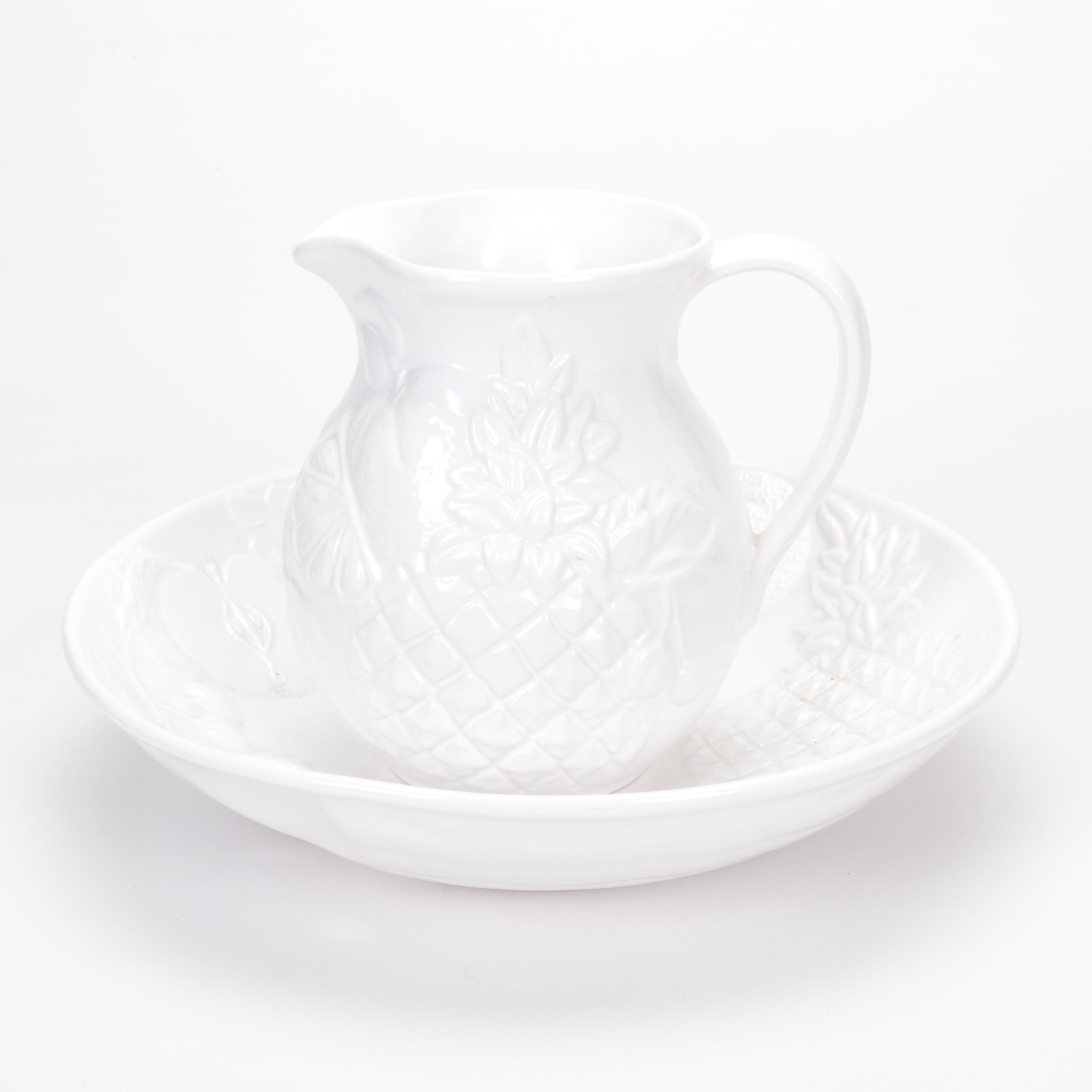 Hazel-Atlas "Florentine" Pink Depression Glass Bowls with Other Tableware