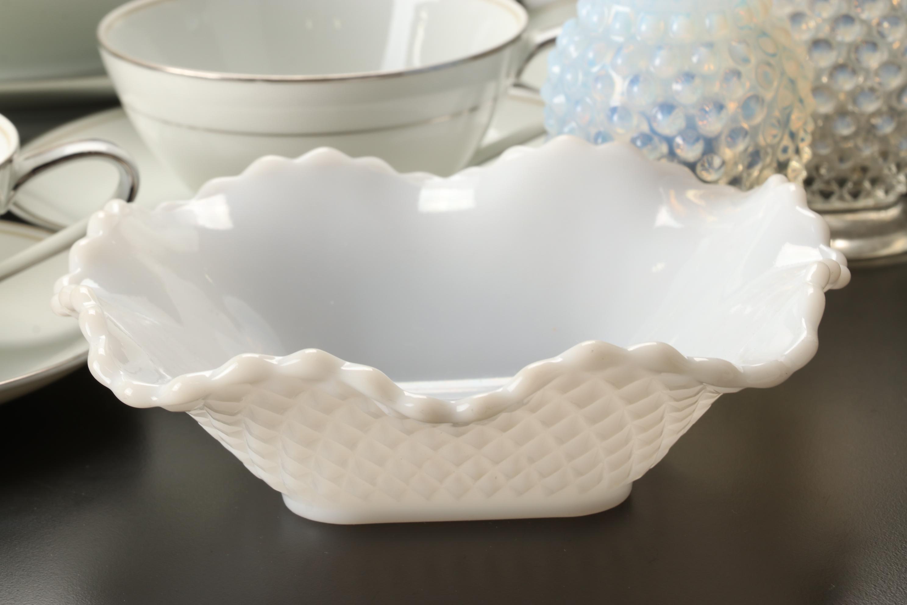 Noritake "Ardis" Dinnerware, Milk Glass Hobnail Bowls, More Table Accessories
