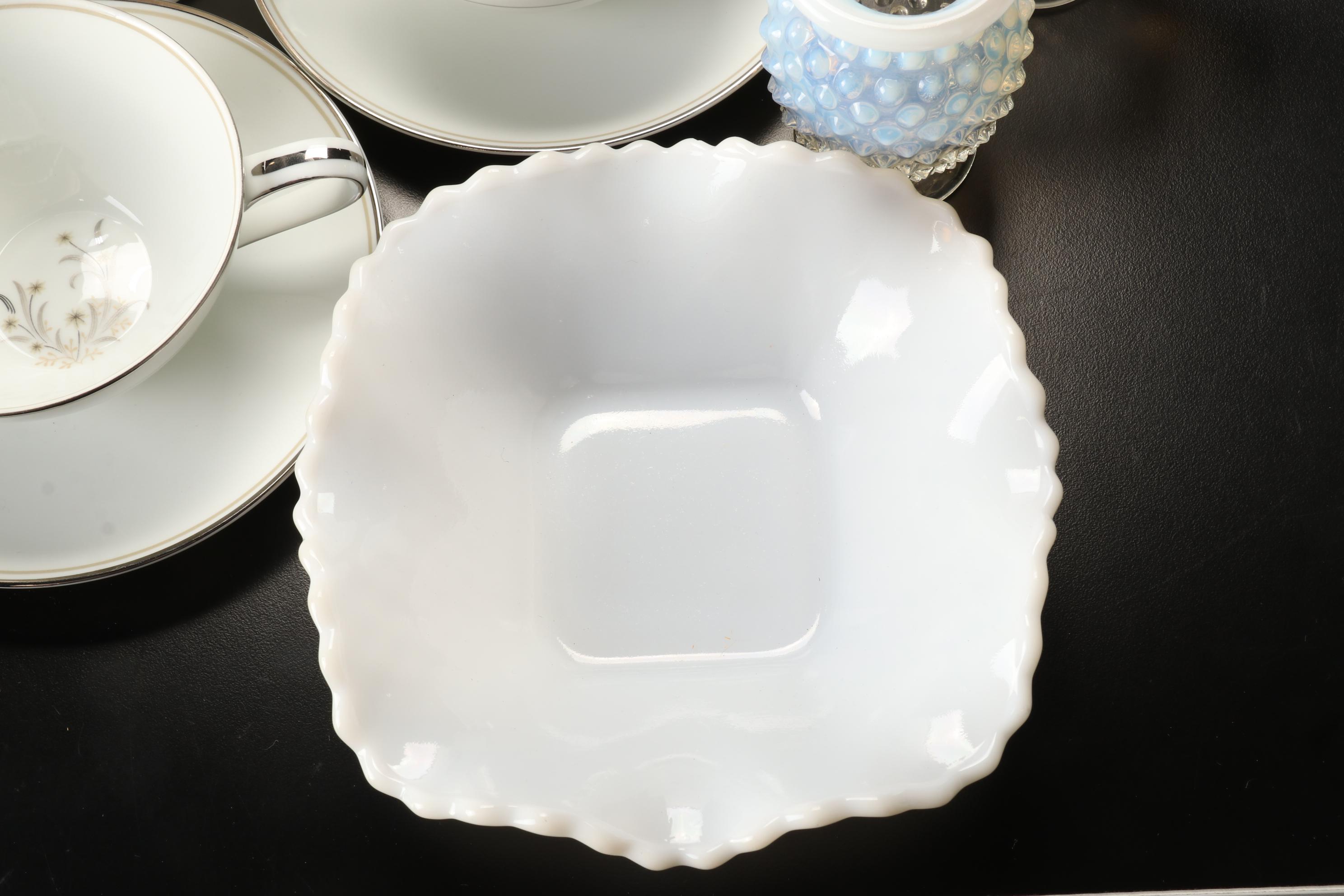 Noritake "Ardis" Dinnerware, Milk Glass Hobnail Bowls, More Table Accessories
