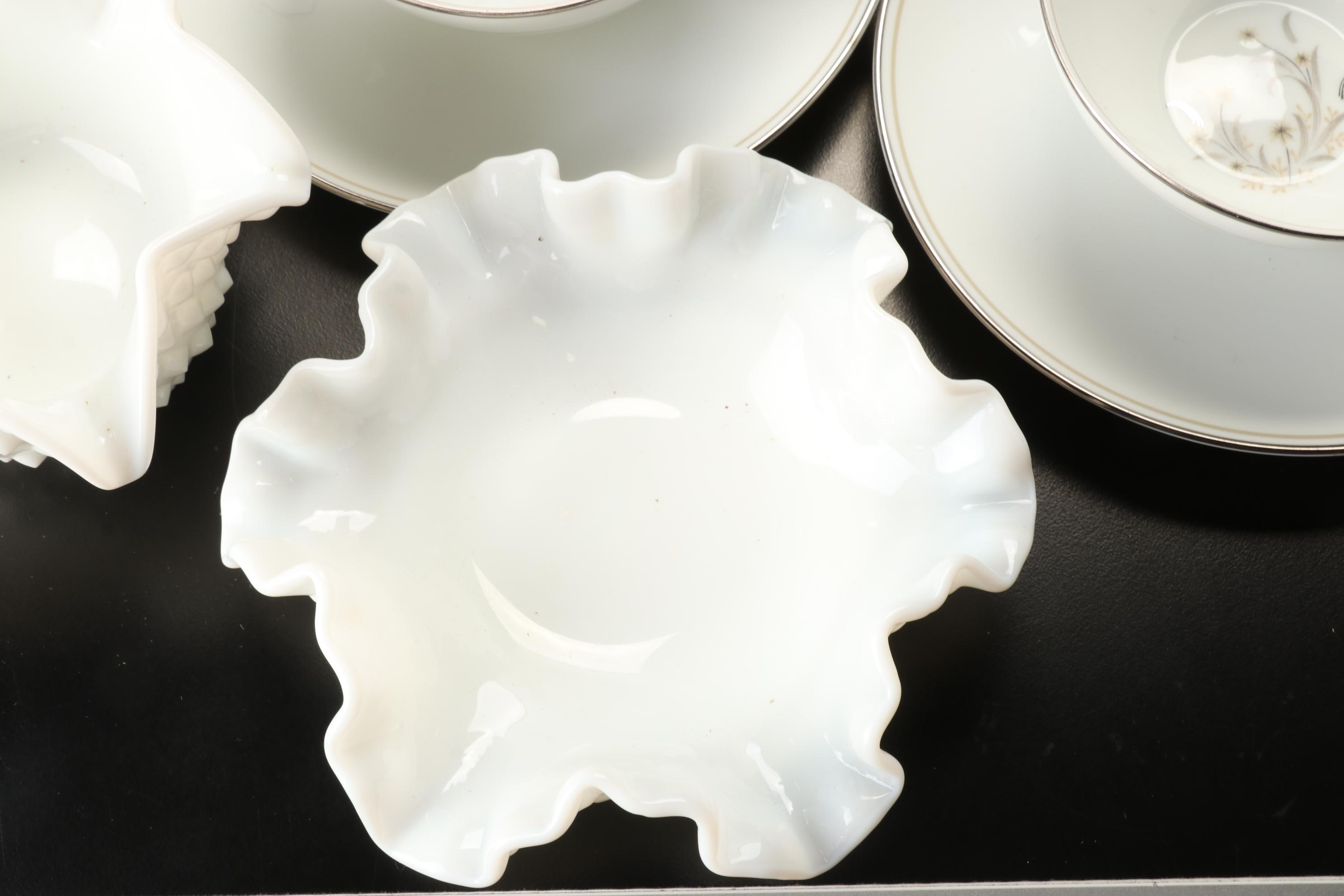 Noritake "Ardis" Dinnerware, Milk Glass Hobnail Bowls, More Table Accessories