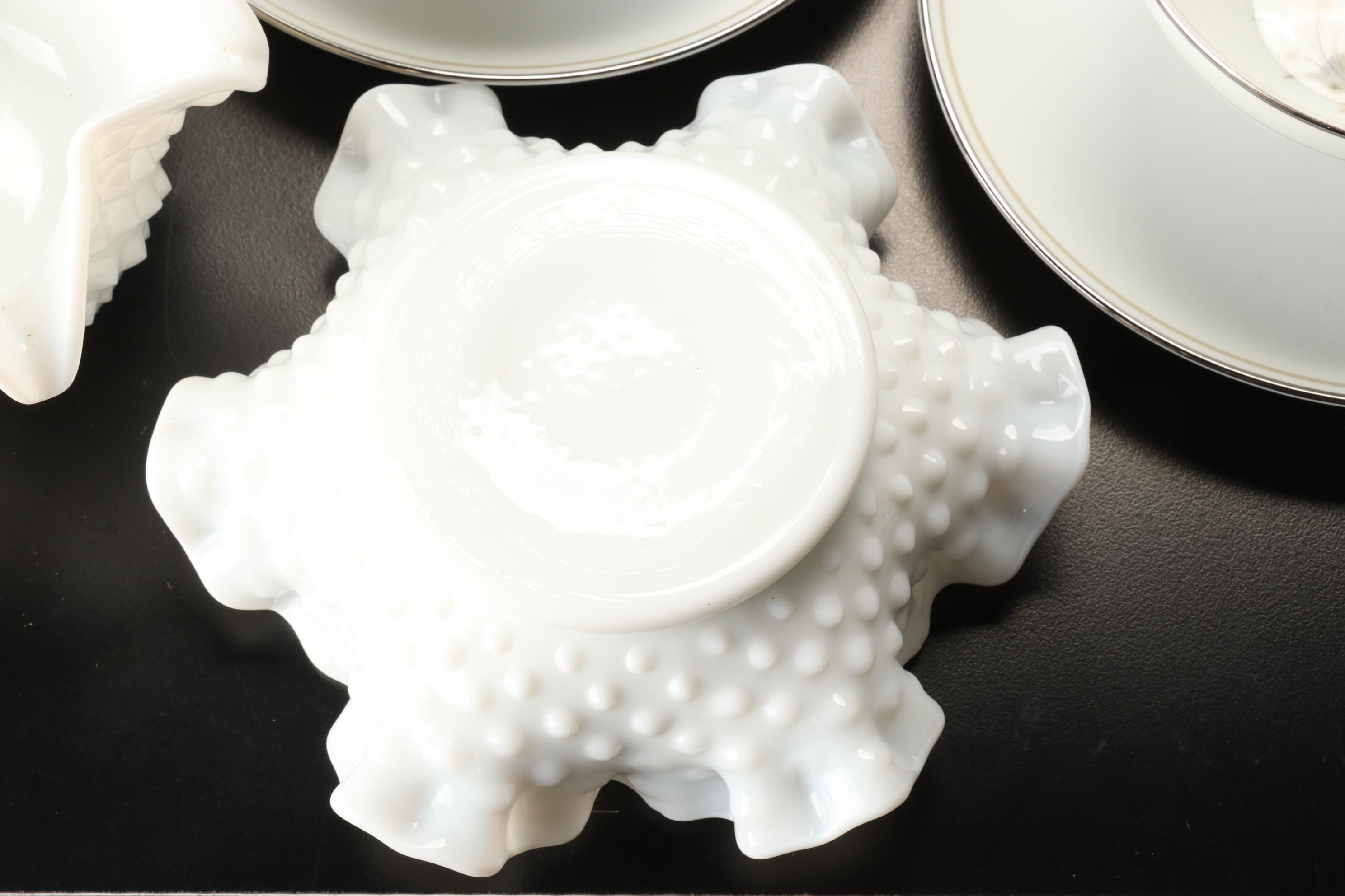 Noritake "Ardis" Dinnerware, Milk Glass Hobnail Bowls, More Table Accessories