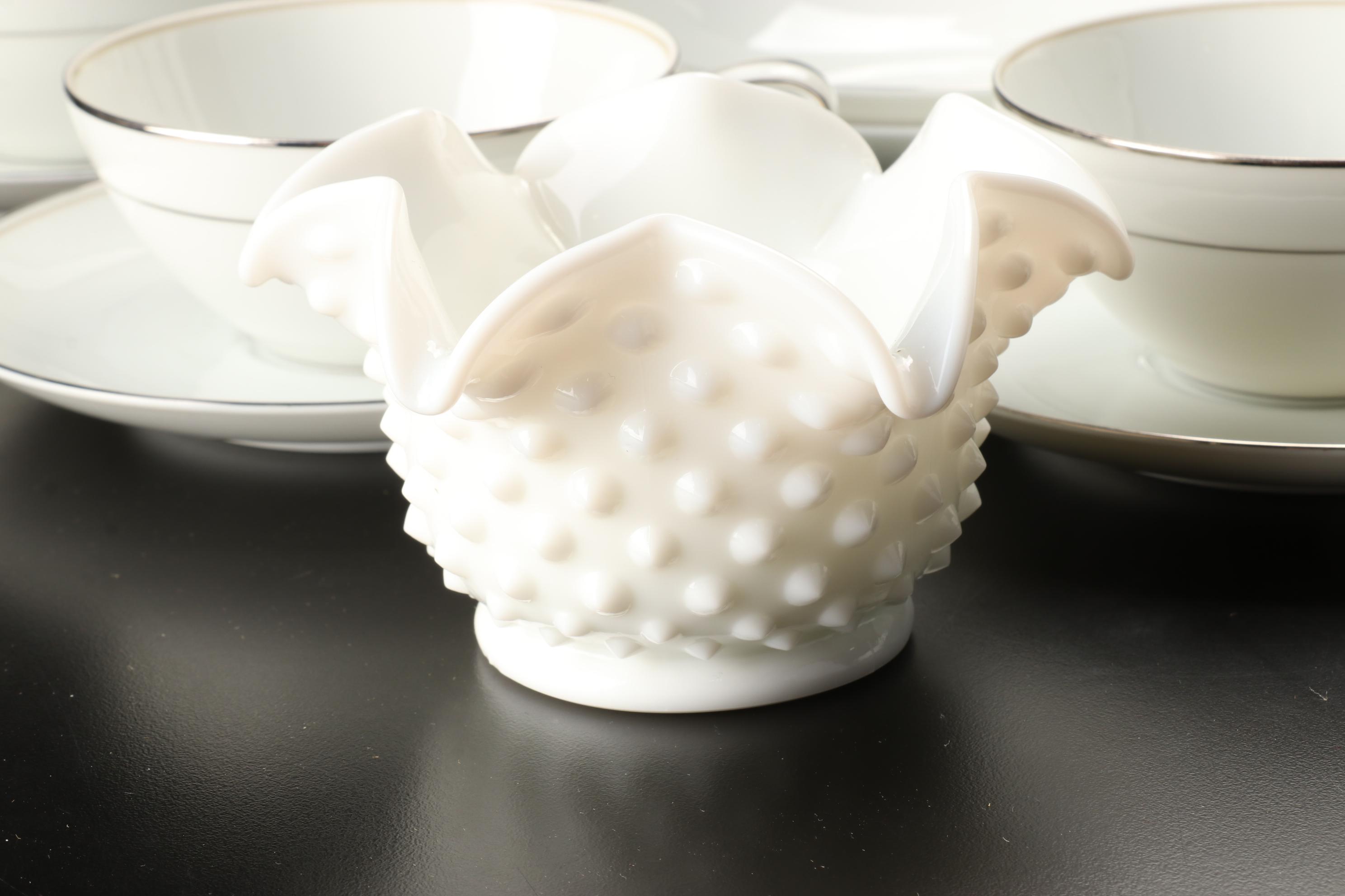 Noritake "Ardis" Dinnerware, Milk Glass Hobnail Bowls, More Table Accessories