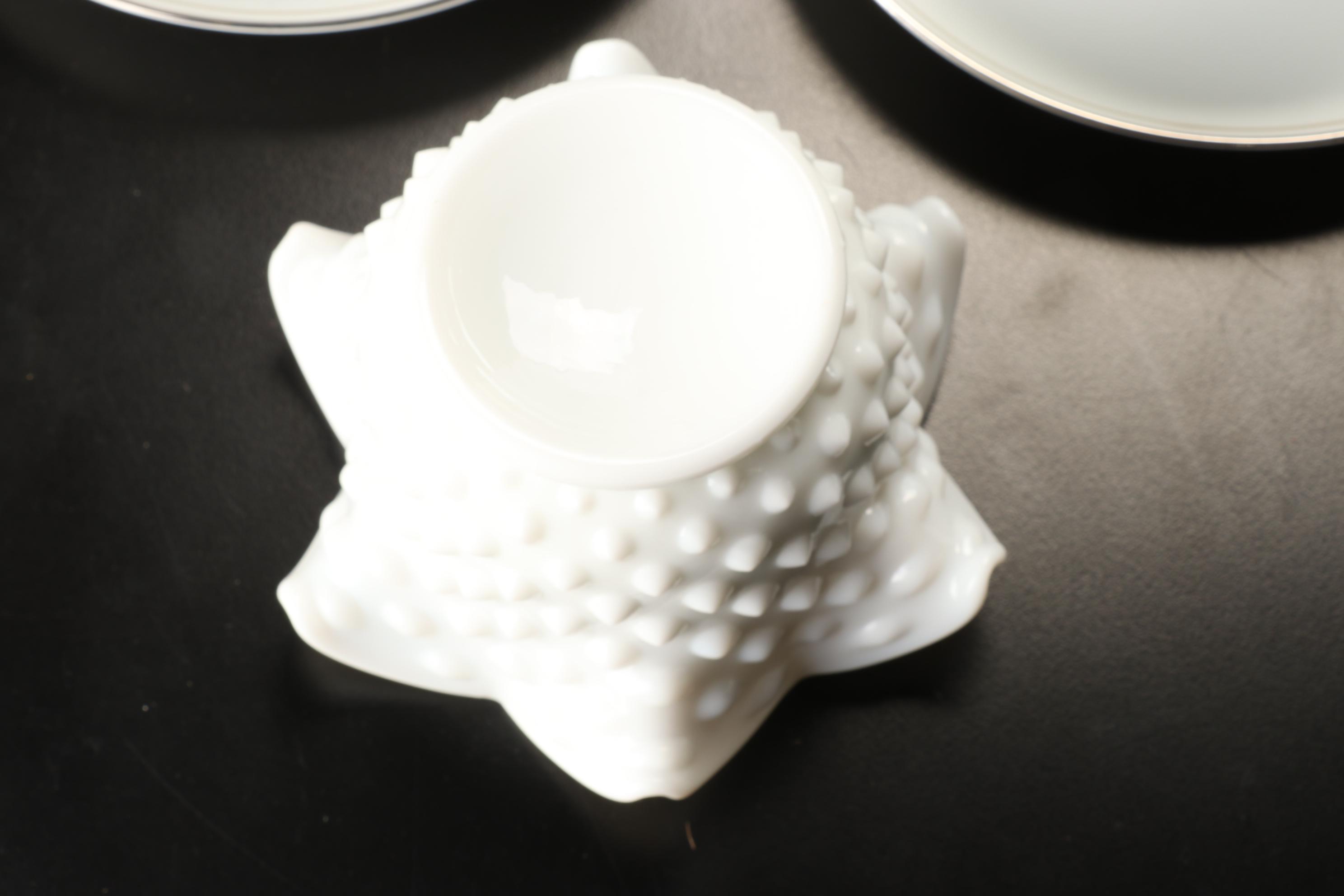 Noritake "Ardis" Dinnerware, Milk Glass Hobnail Bowls, More Table Accessories