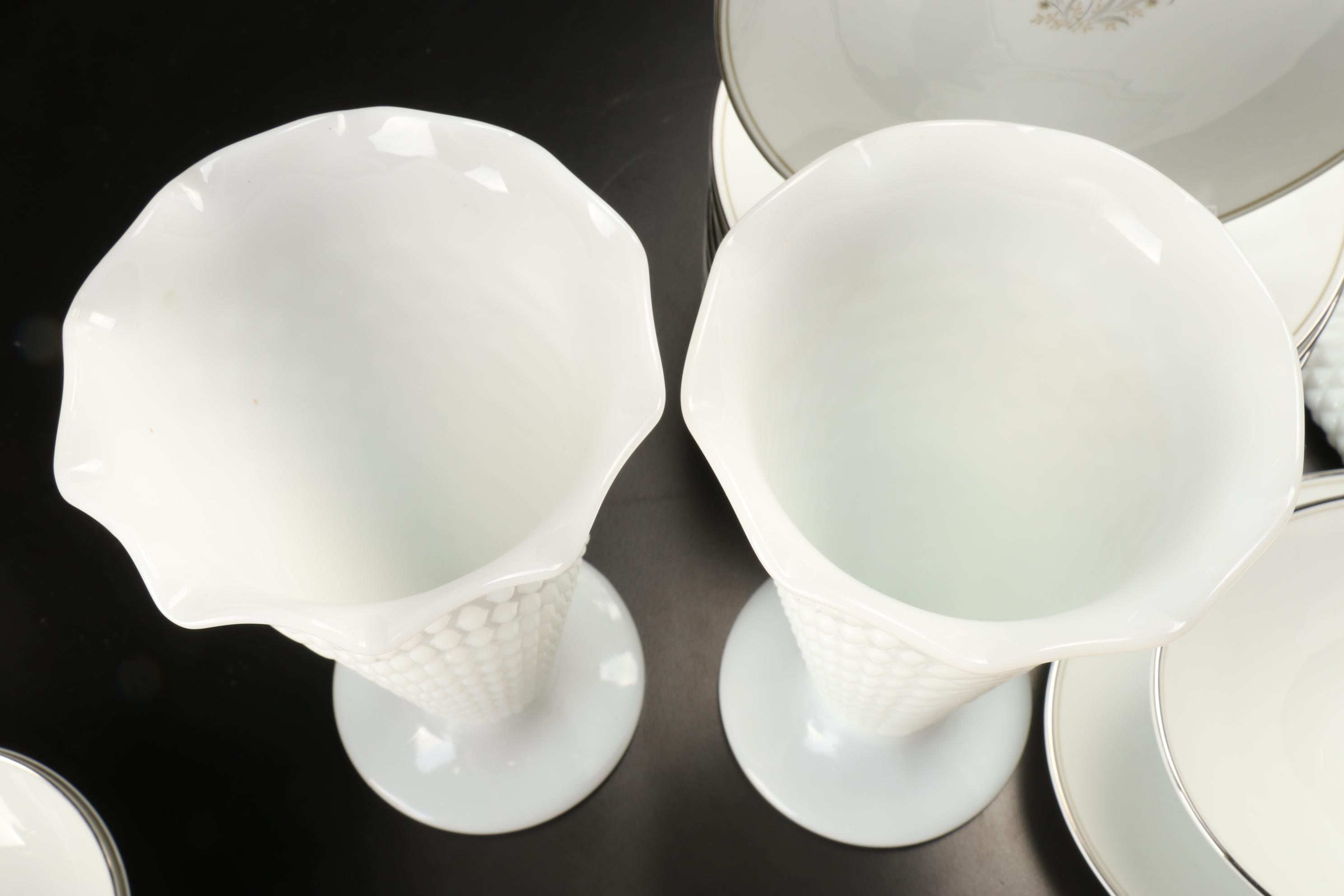 Noritake "Ardis" Dinnerware, Milk Glass Hobnail Bowls, More Table Accessories