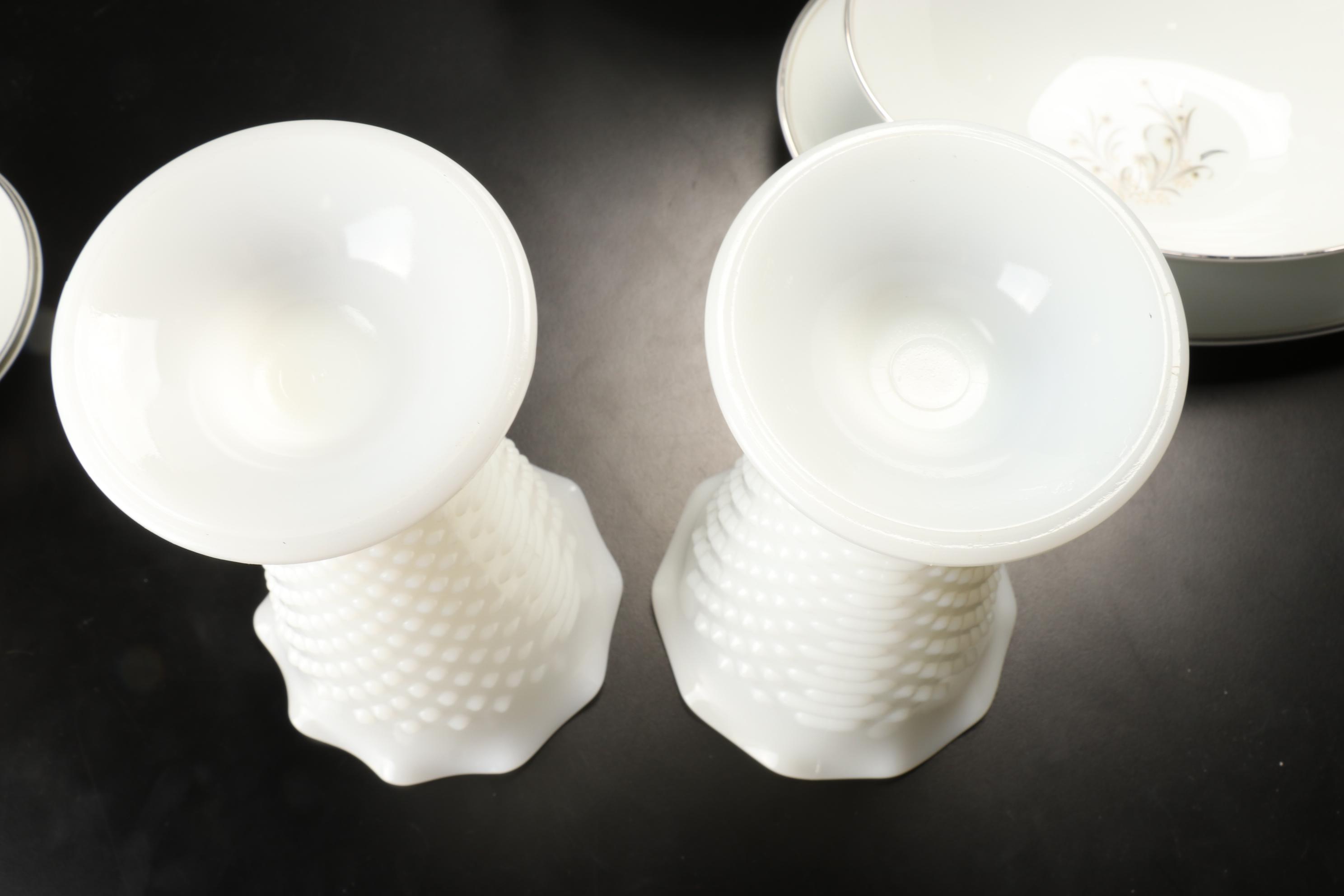 Noritake "Ardis" Dinnerware, Milk Glass Hobnail Bowls, More Table Accessories