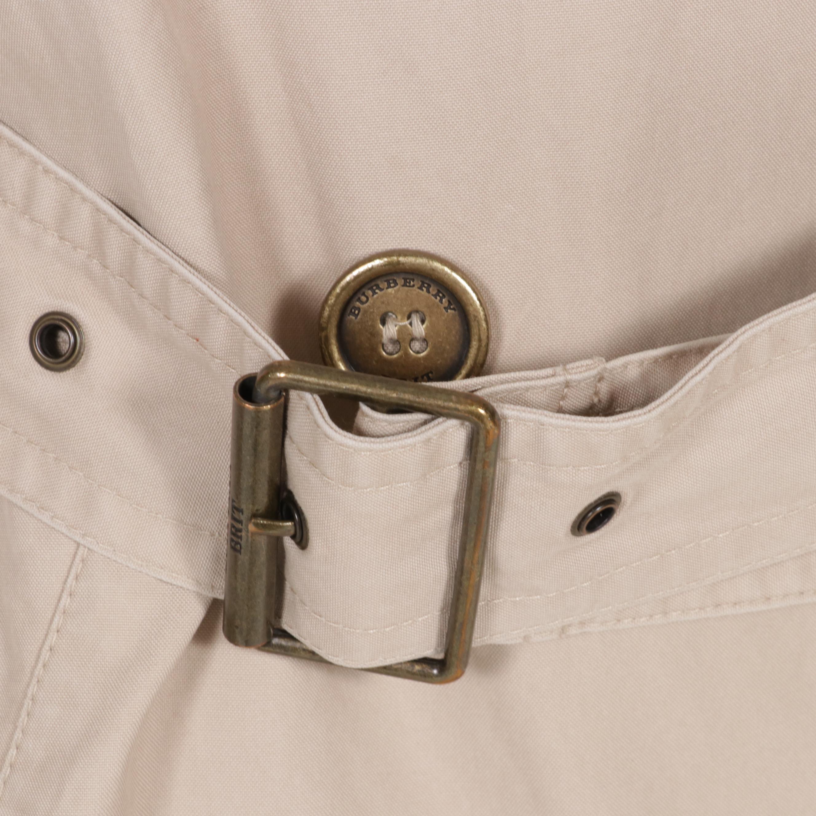 Burberry Brit Double-Breasted Cropped Trench Coat with Belt