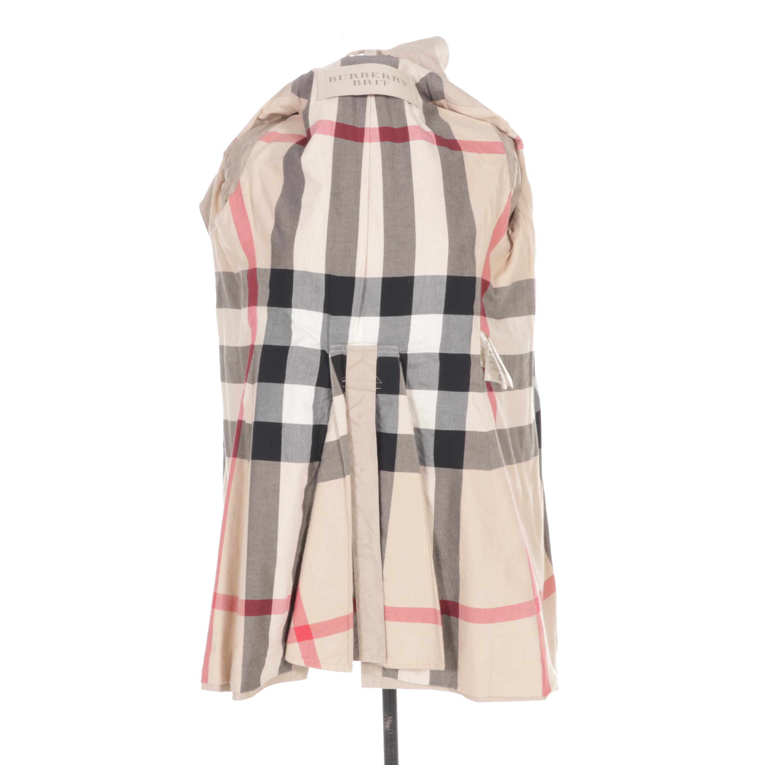 Burberry Brit Double-Breasted Cropped Trench Coat with Belt