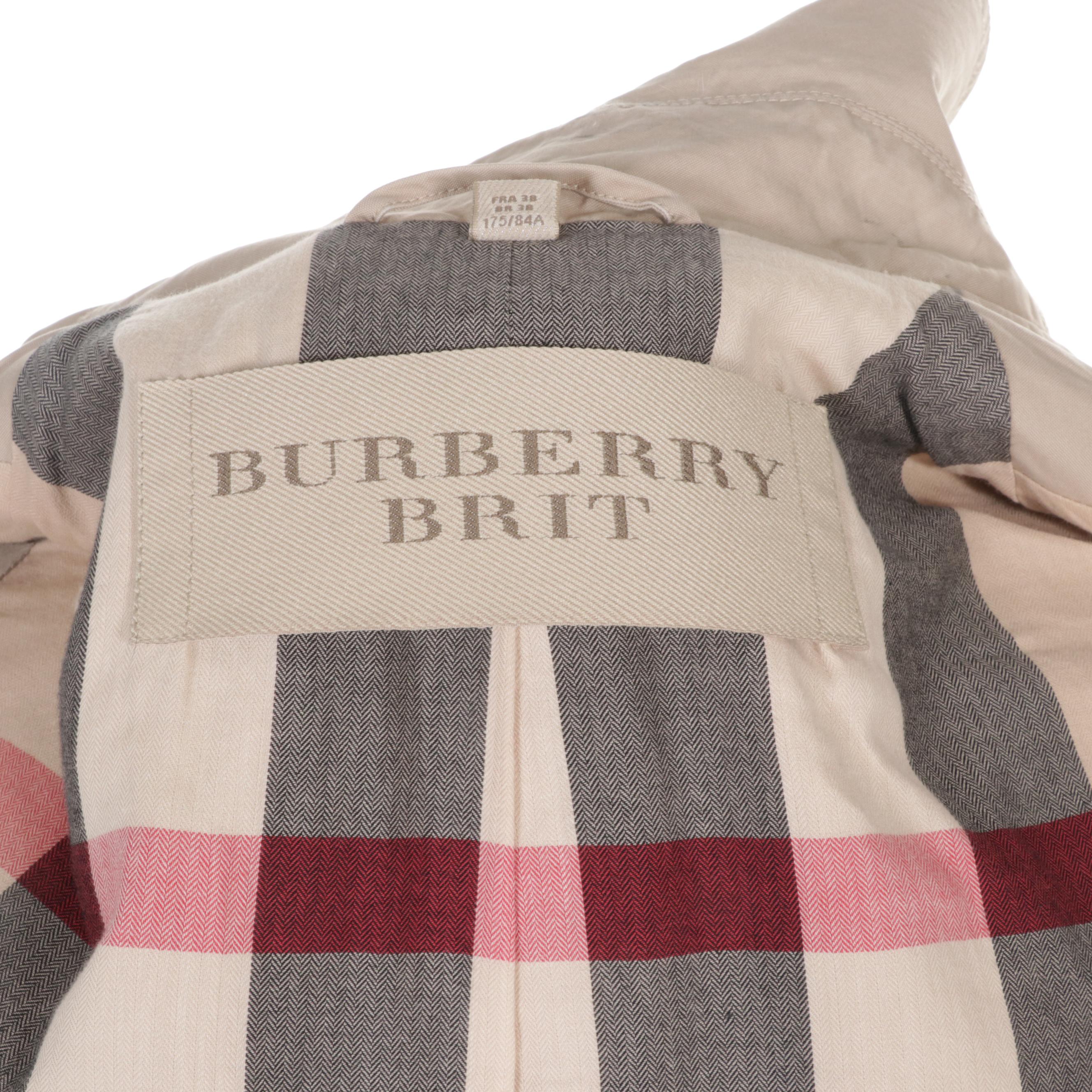 Burberry Brit Double-Breasted Cropped Trench Coat with Belt