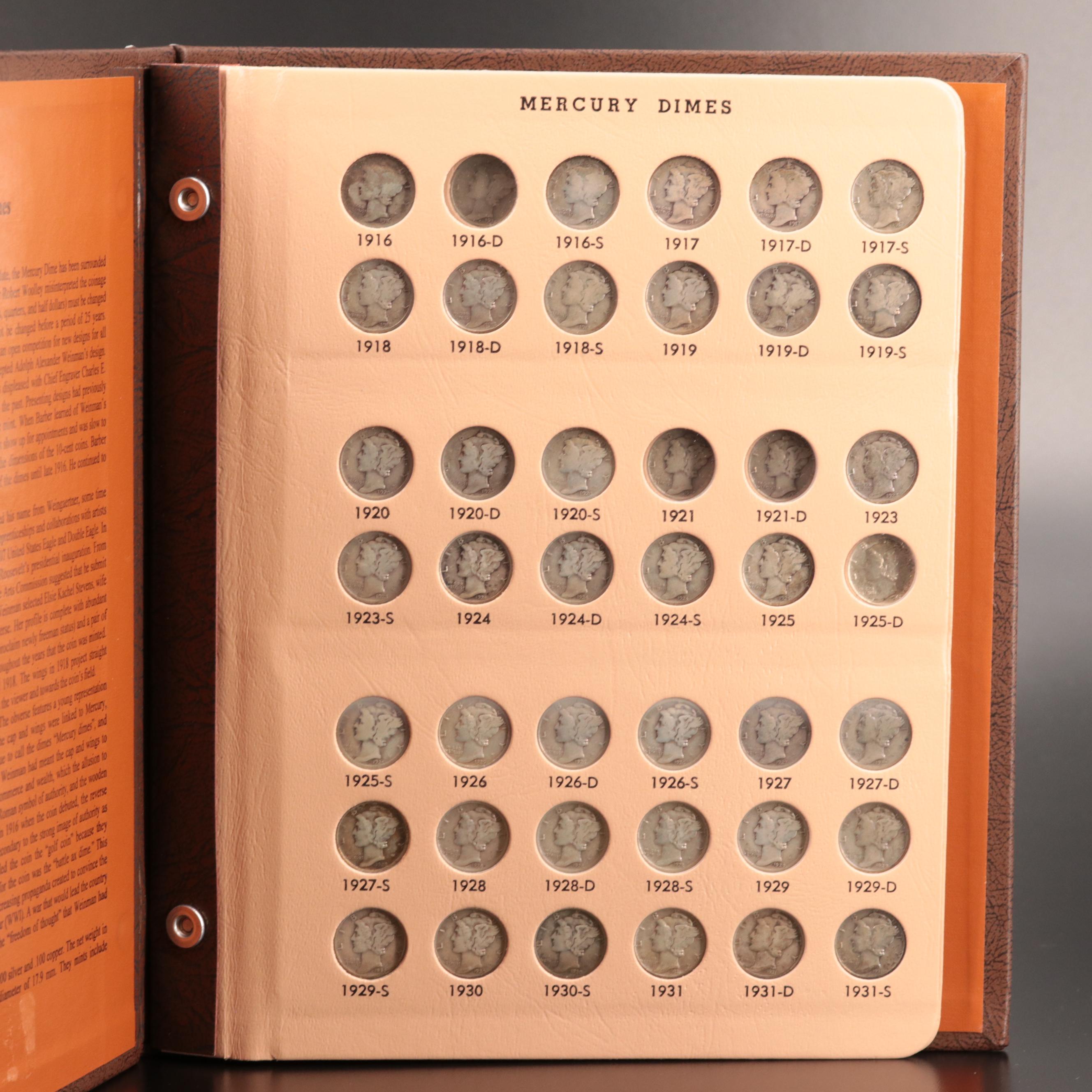 Nearly-Complete Dansco Album of Mercury Silver Dimes