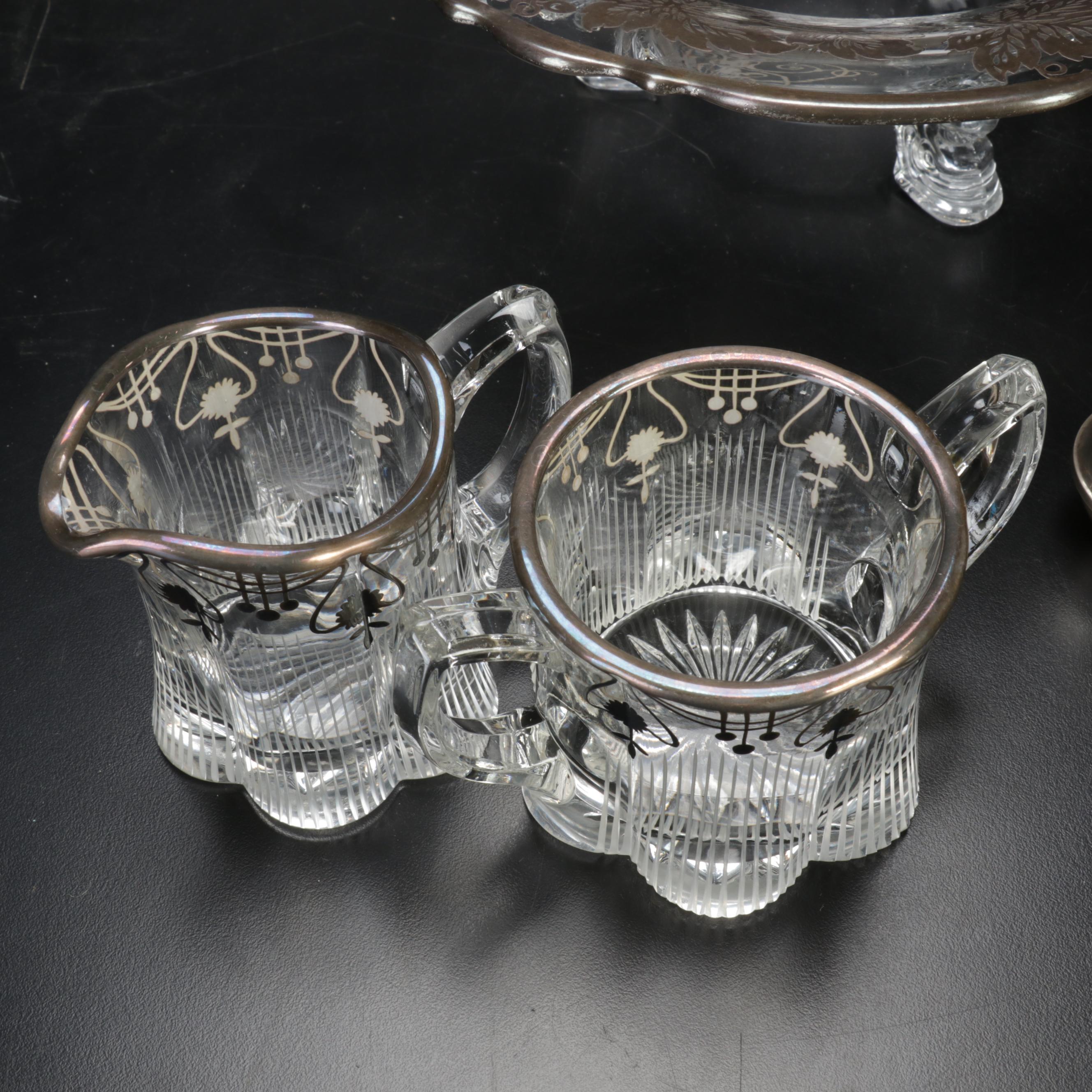 Duchin Weighted Sterling Silver Shakers with Other Silver Overlay Glass