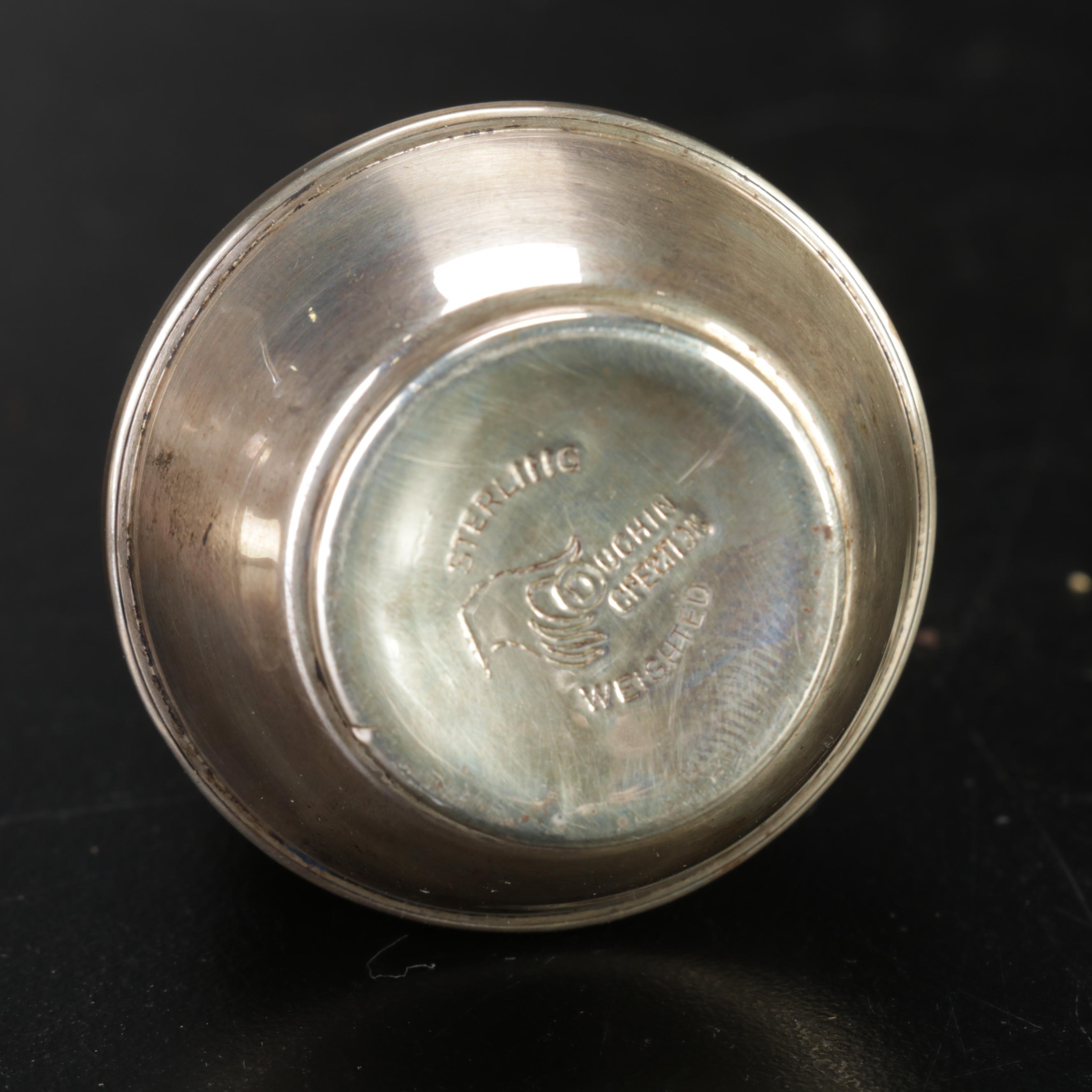 Duchin Weighted Sterling Silver Shakers with Other Silver Overlay Glass