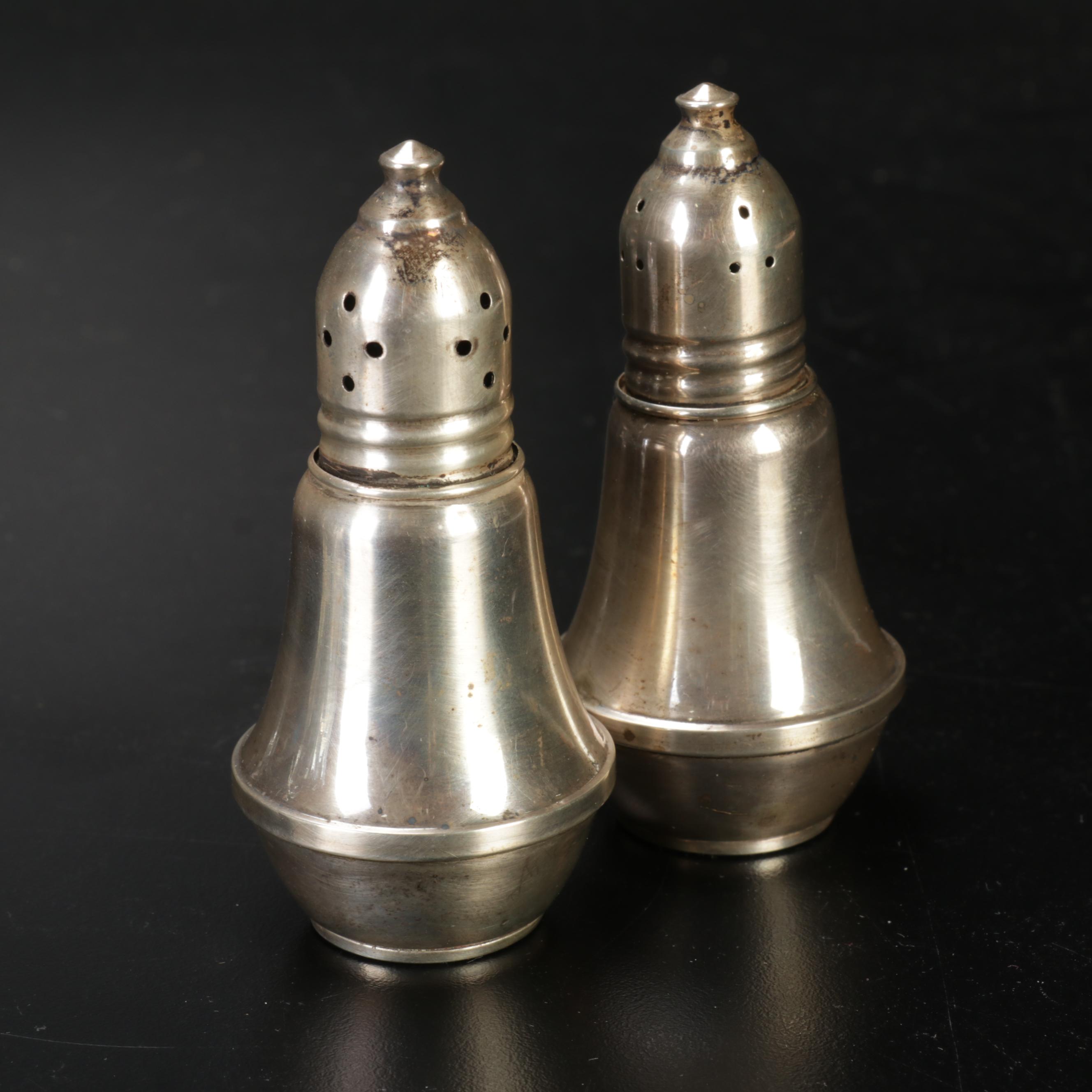 Duchin Weighted Sterling Silver Shakers with Other Silver Overlay Glass
