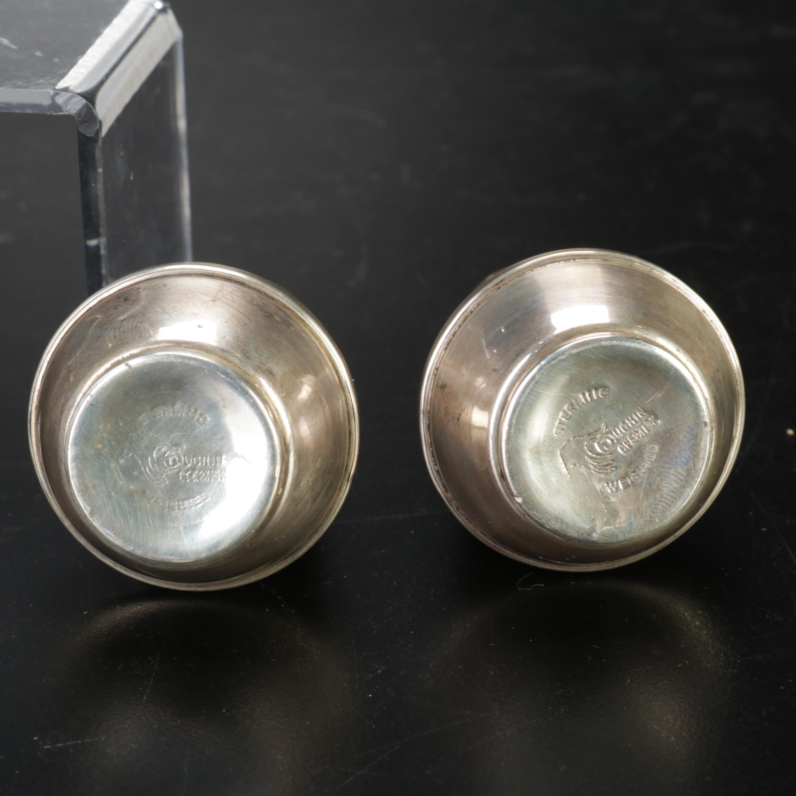 Duchin Weighted Sterling Silver Shakers with Other Silver Overlay Glass