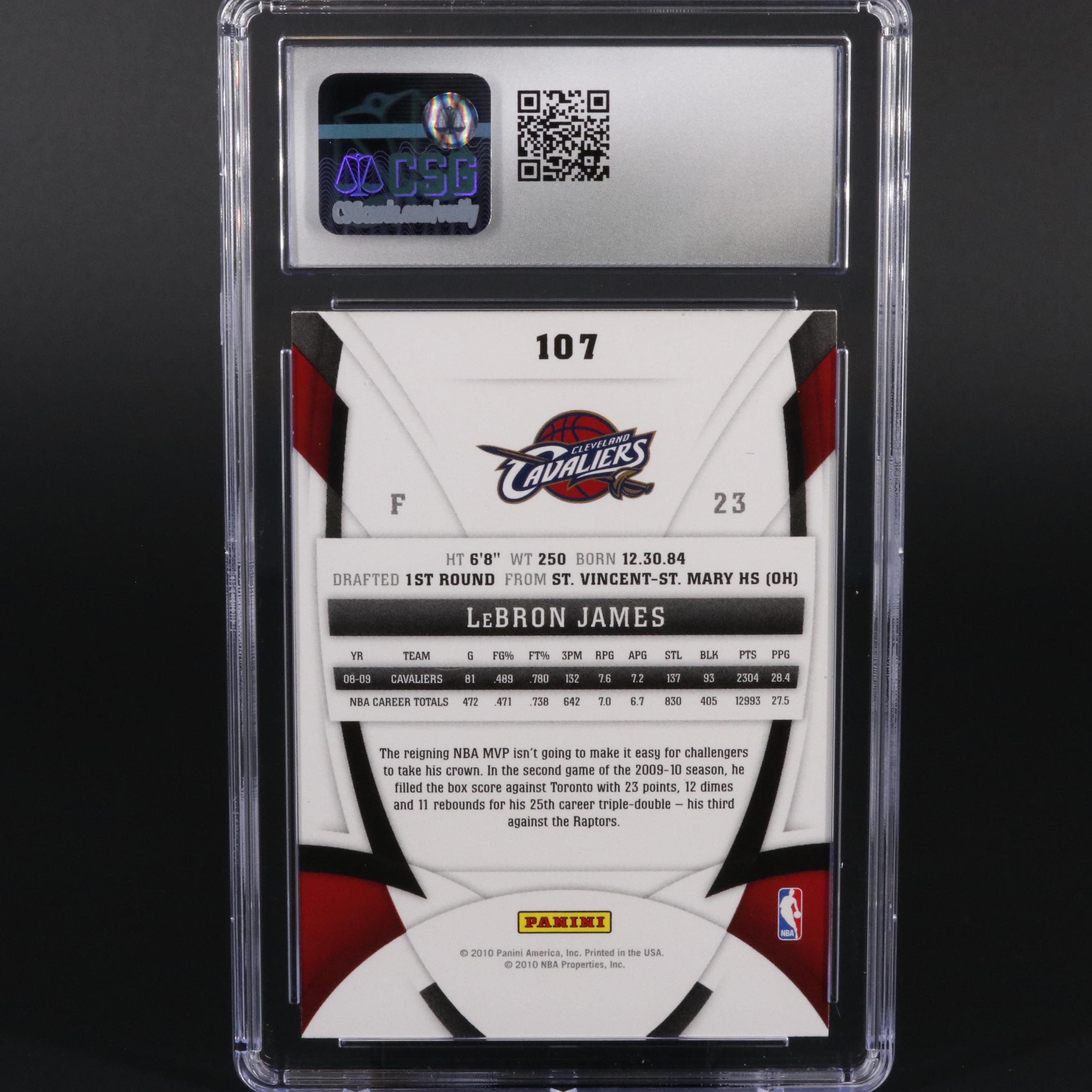 2010 Panini Certified LeBron James #107 Graded CSG Mint 8.5 Basketball Card
