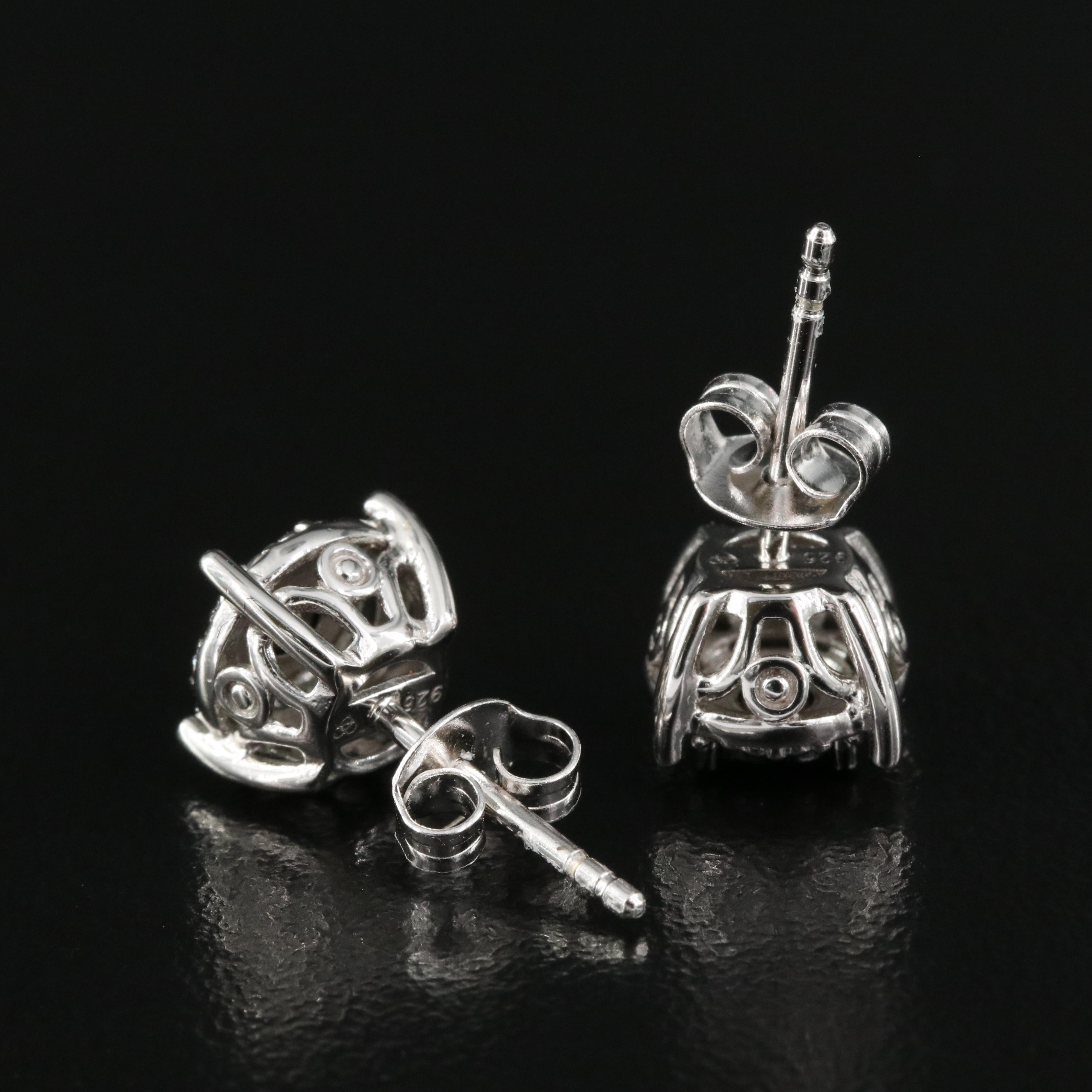 Sterling Diamond Stud Earrings