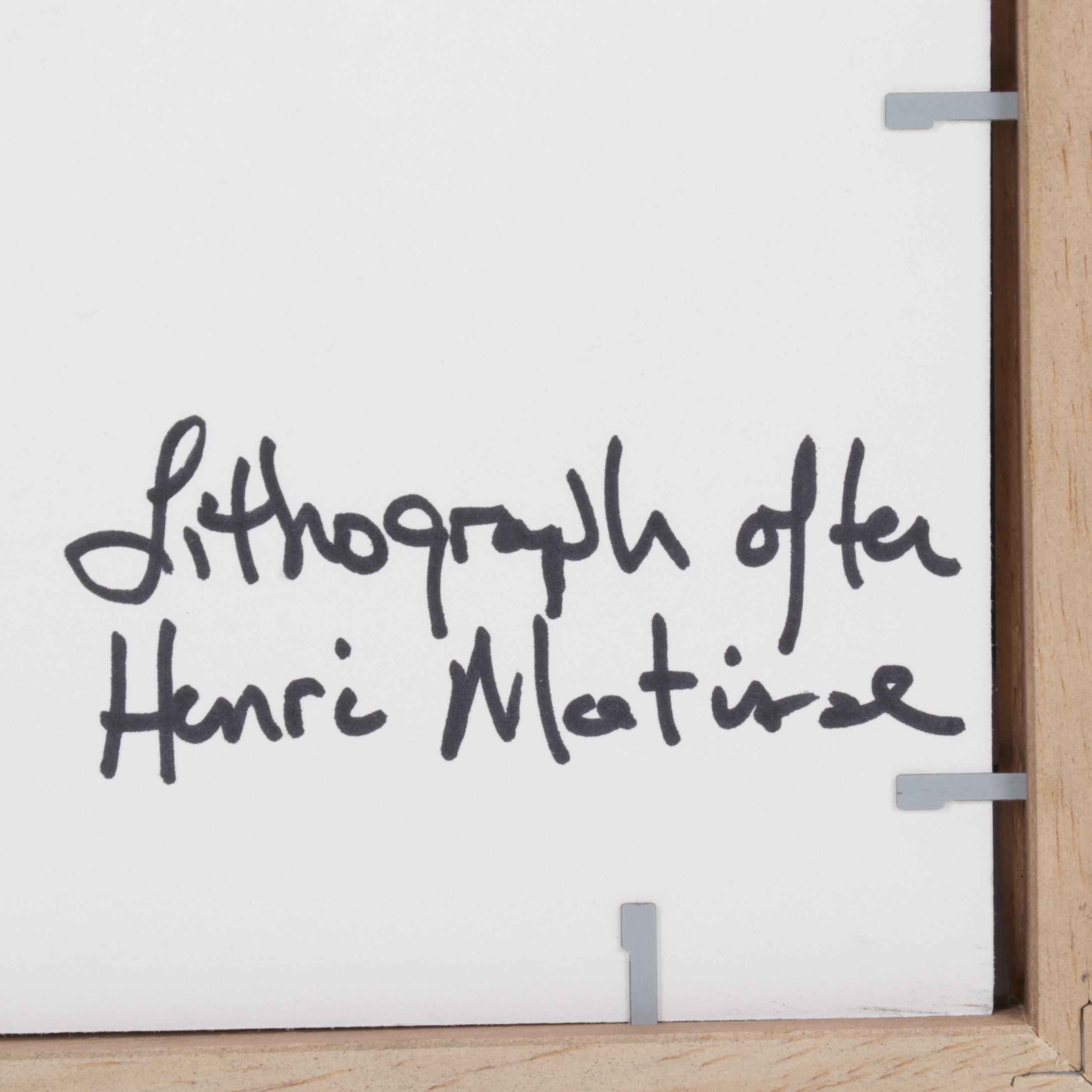 Portrait Lithograph After Henri Matisse "Tête voilée," Circa 1965