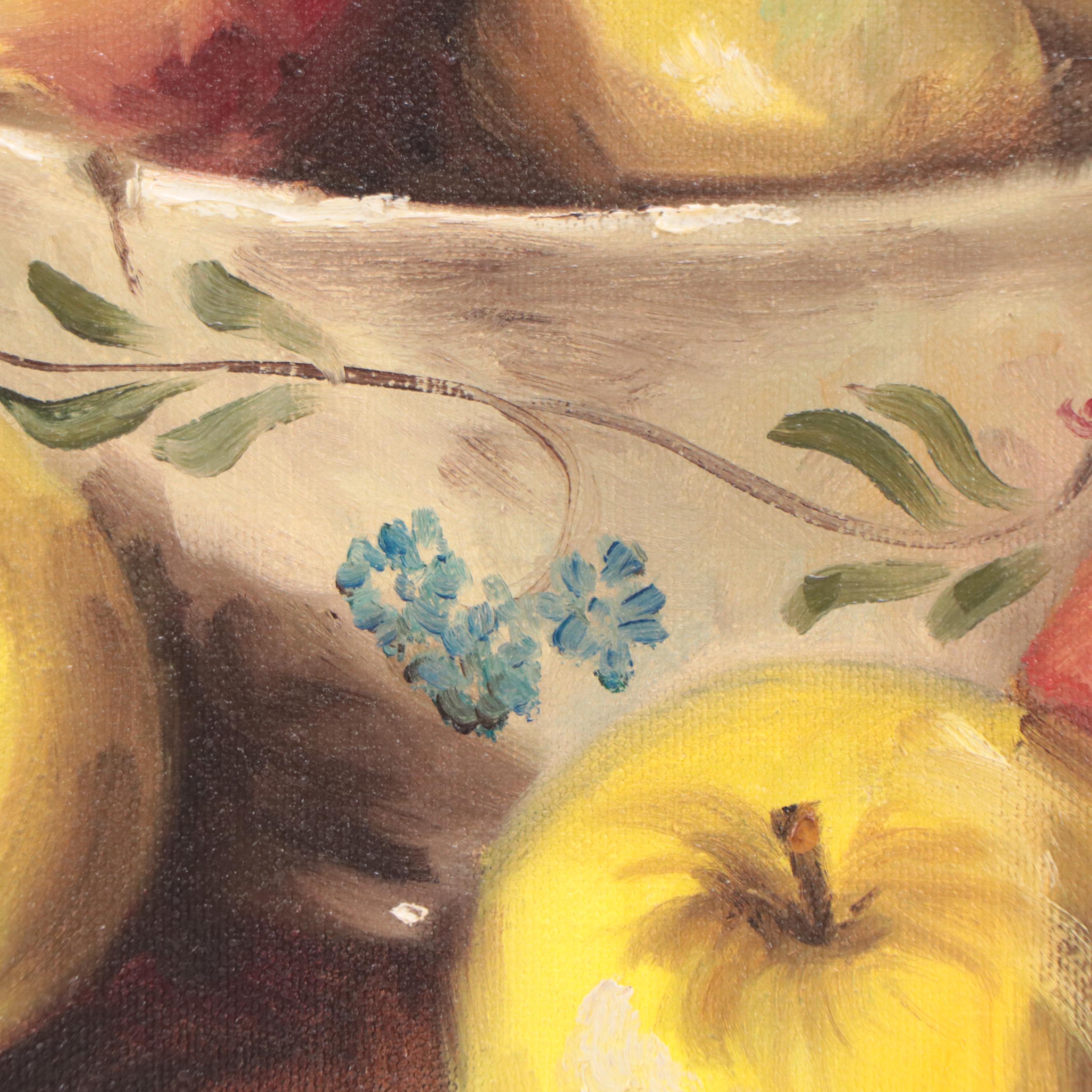Sharon Collins Reynolds Still Life Oil Painting of Apples, Late 20th Century