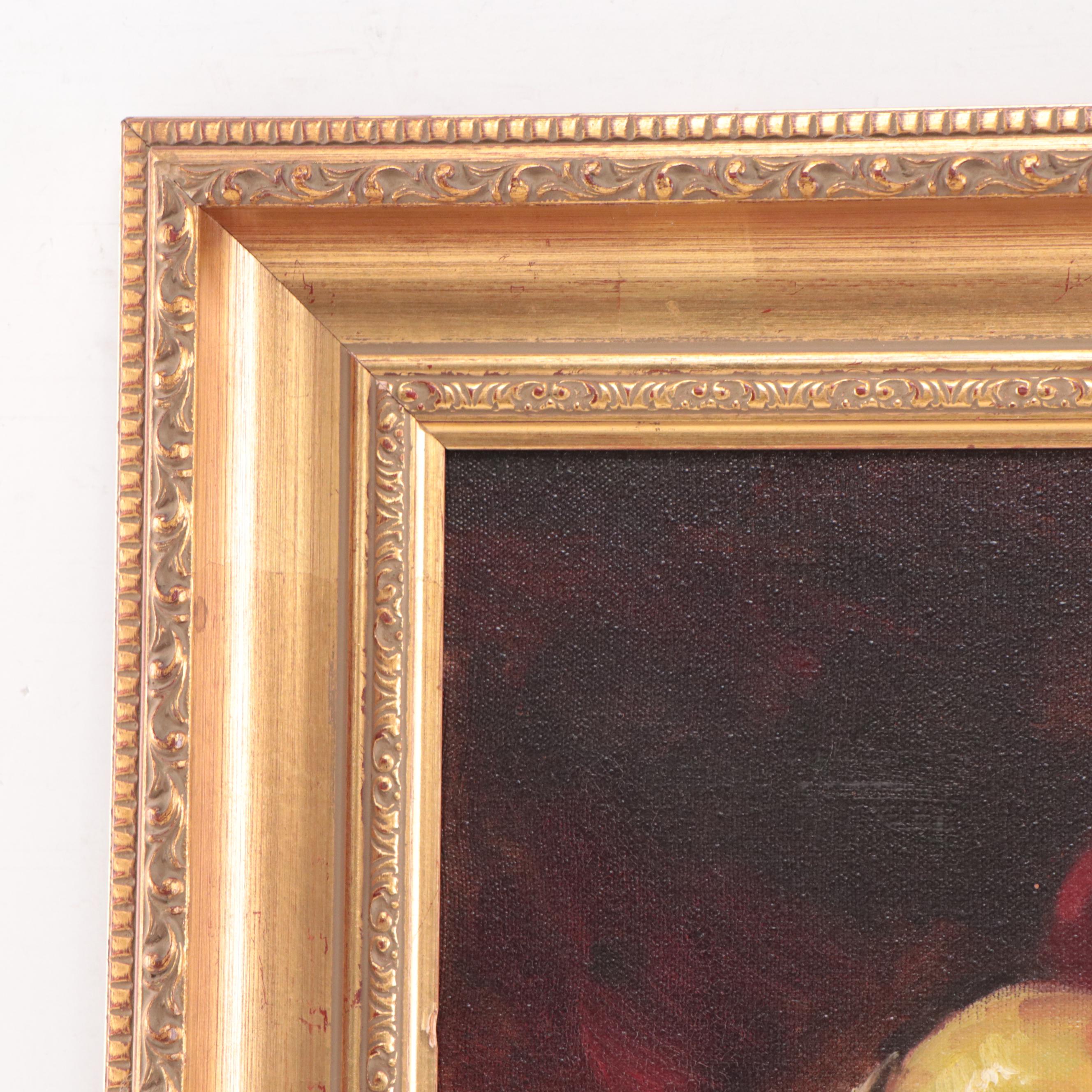 Sharon Collins Reynolds Still Life Oil Painting of Apples, Late 20th Century