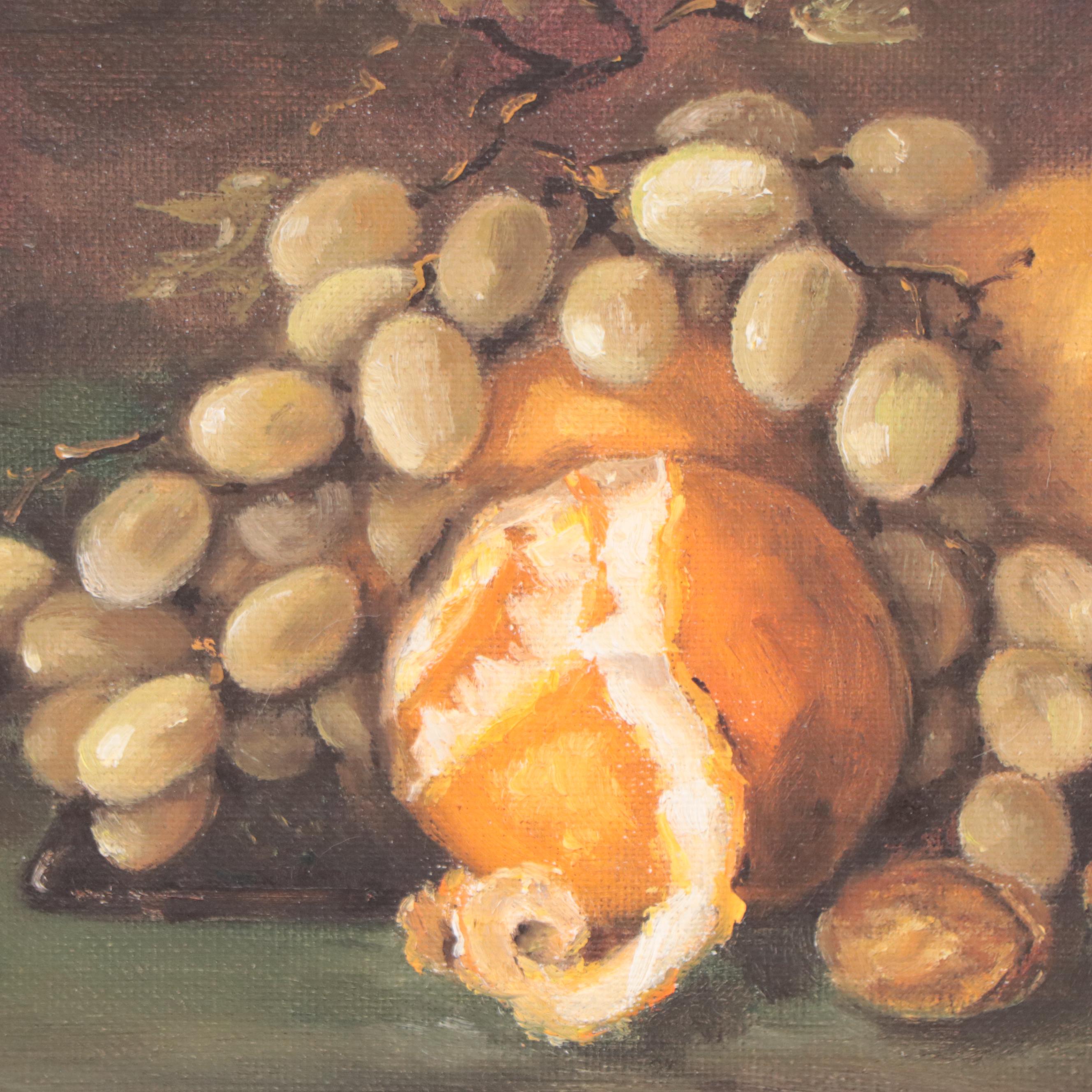 Sharon Collins Reynolds Still Life Oil Painting "Fruit and Nuts," 1979