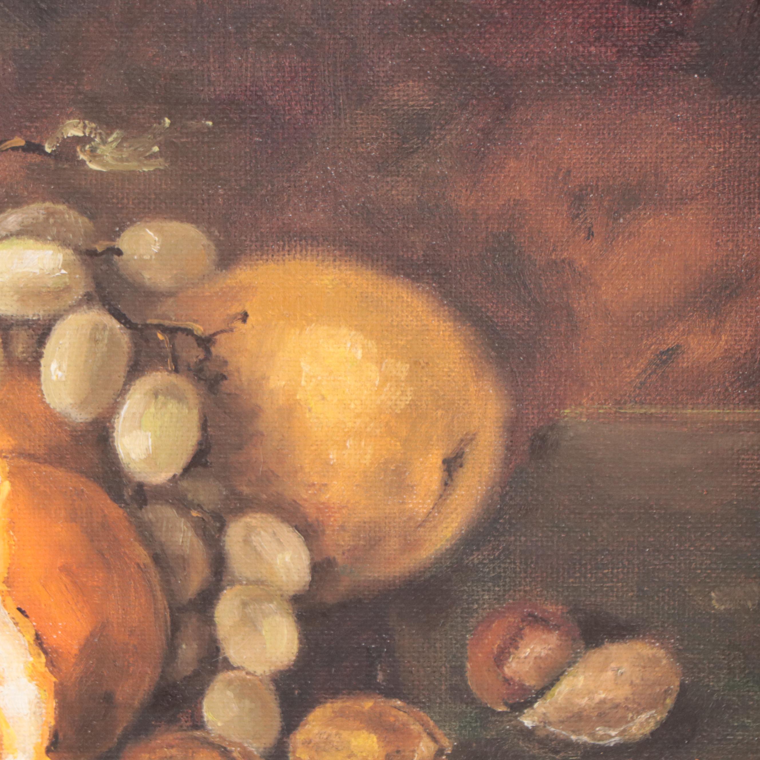 Sharon Collins Reynolds Still Life Oil Painting "Fruit and Nuts," 1979