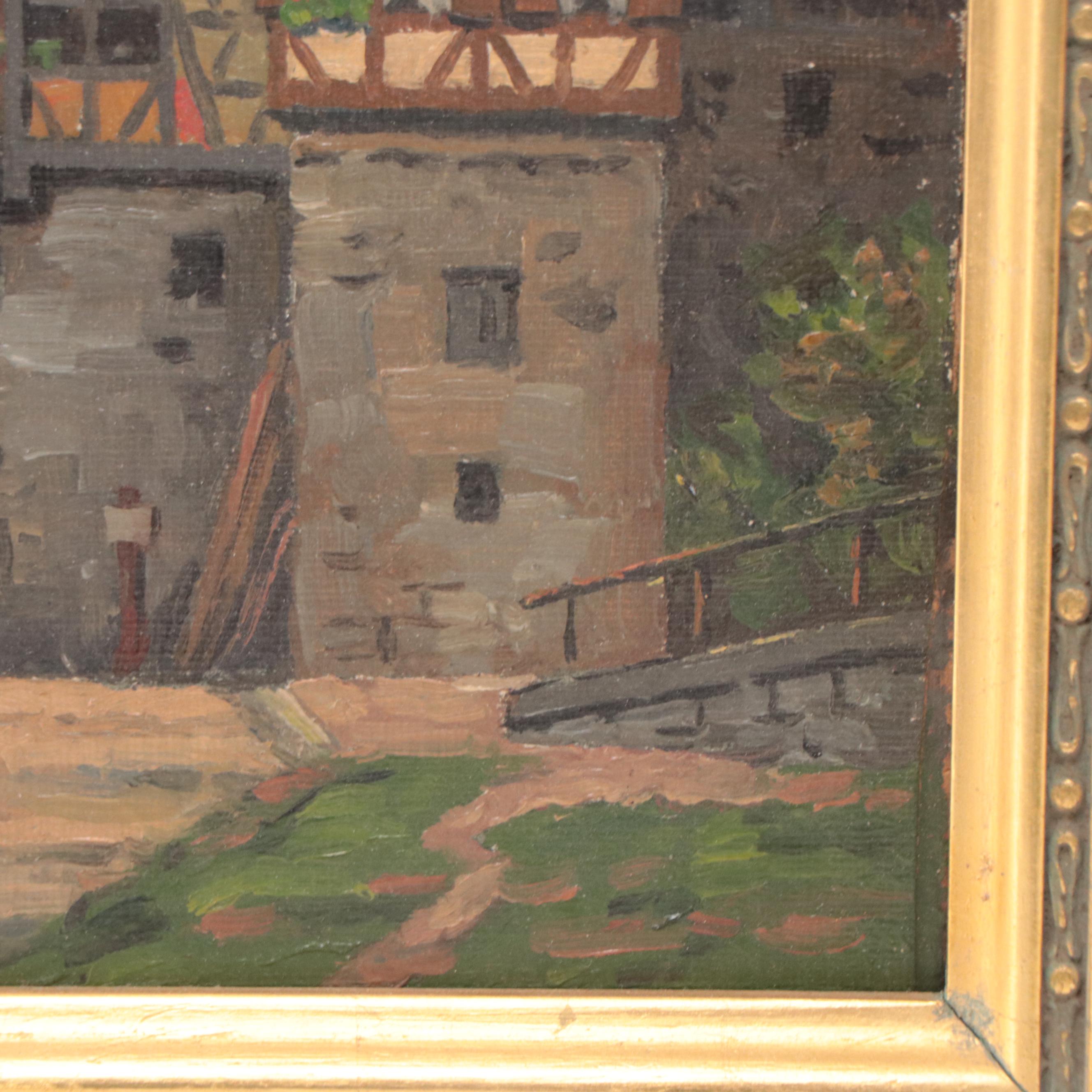 G. Schmidt Oil Painting of Swabian Hall, Mid-20th Century