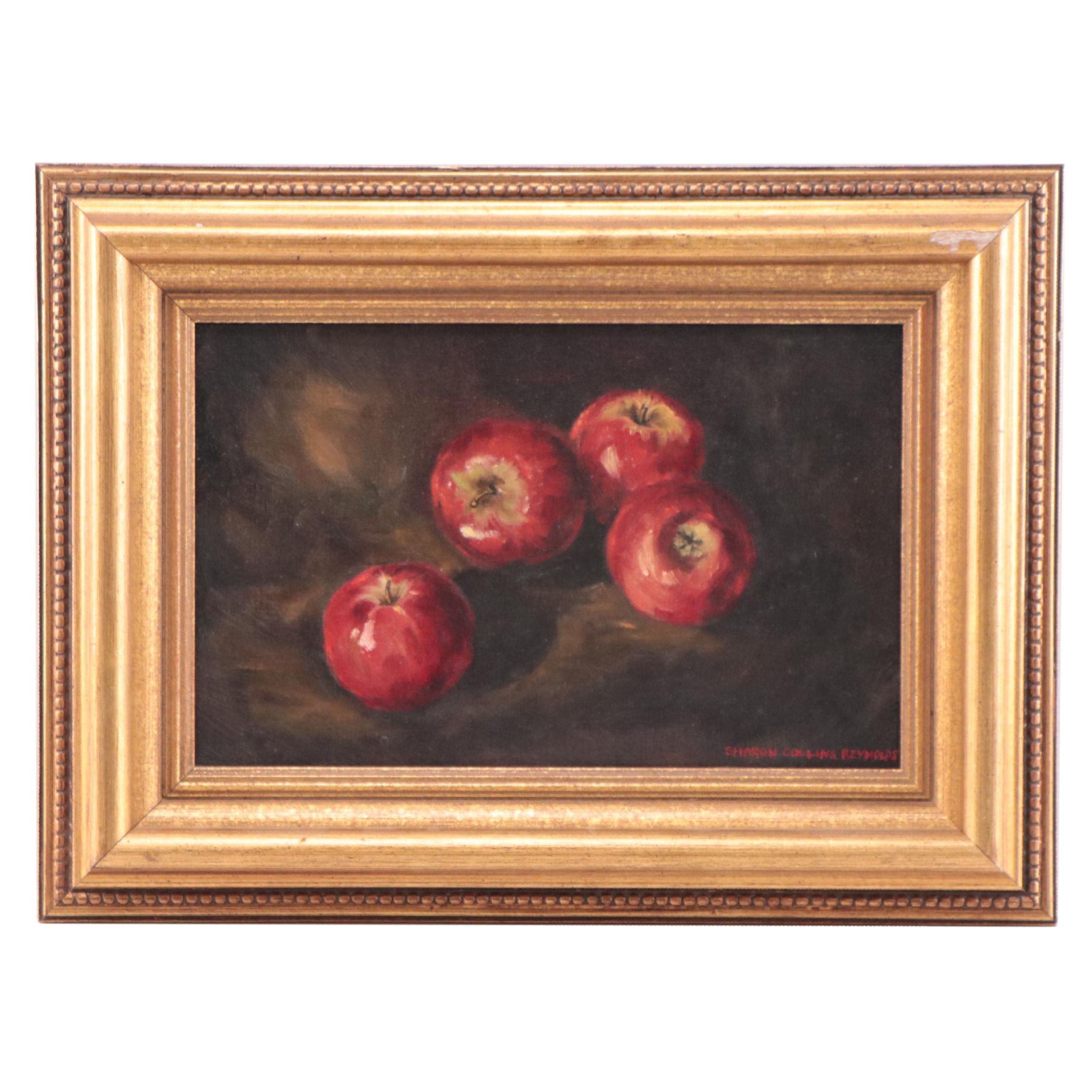Sharon Collins Reynolds Still Life Oil Painting of Apples, Late 20th Century