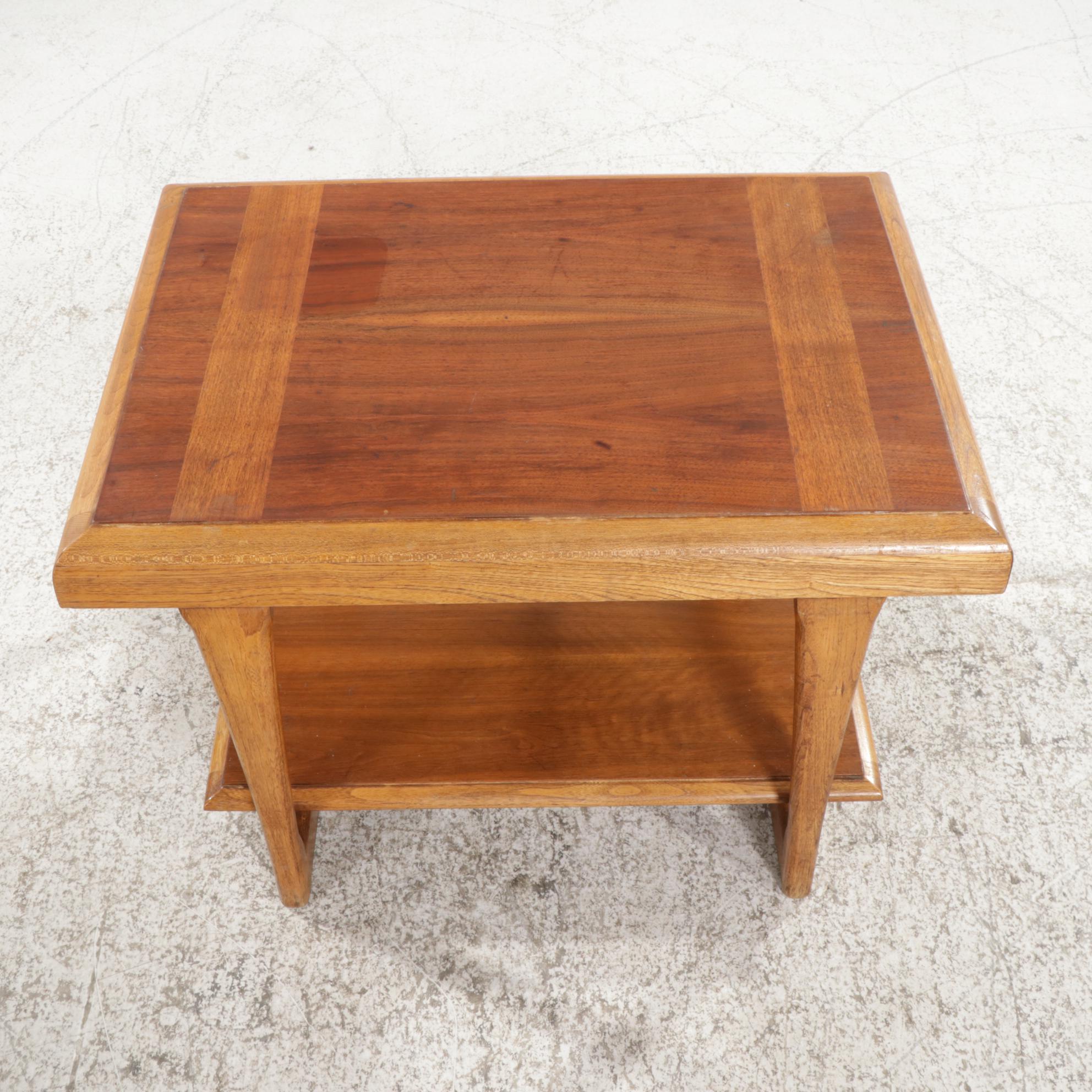 Lane Mid Century Modern Walnut Two-Tier Side Table, 1960s