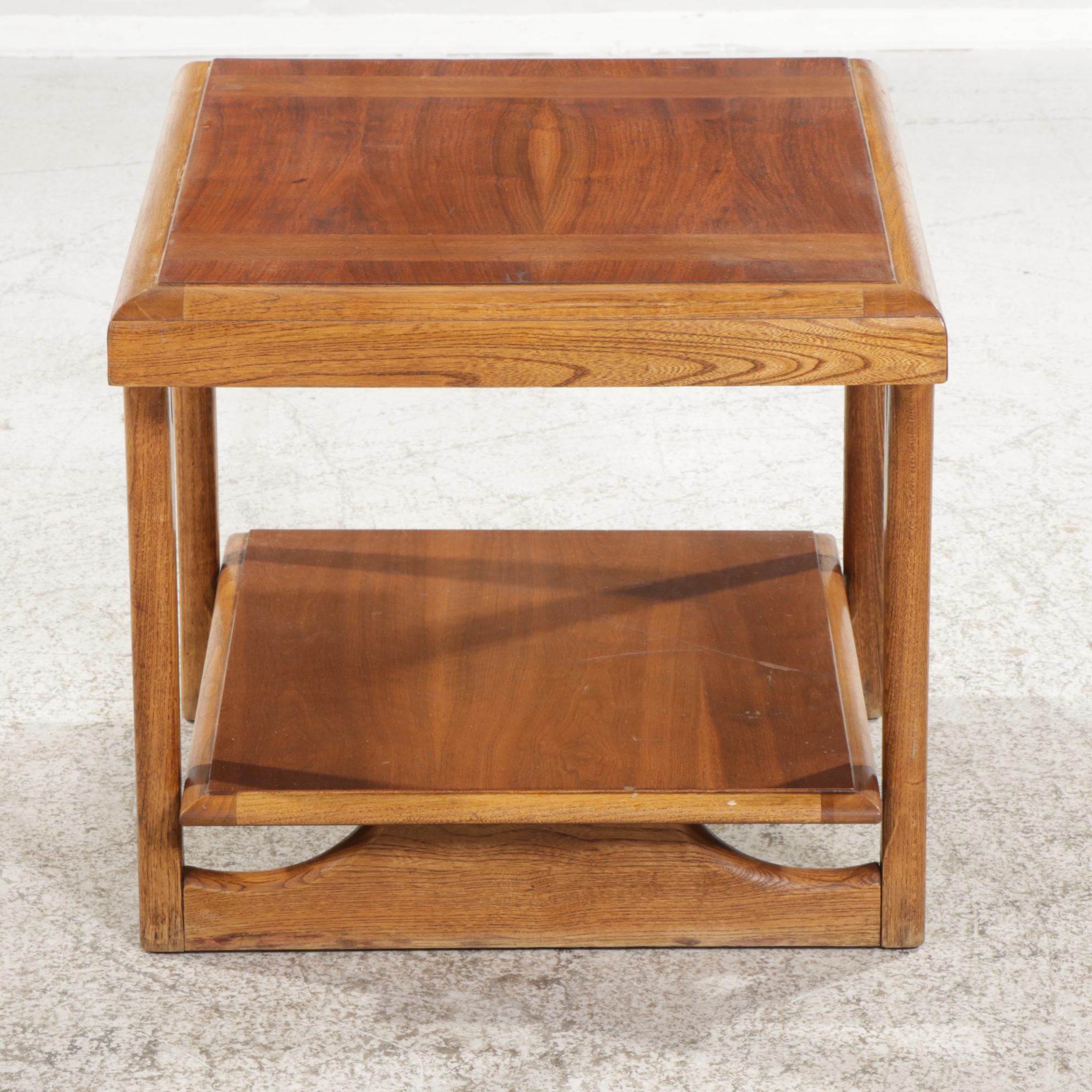 Lane Mid Century Modern Walnut Two-Tier Side Table, 1960s