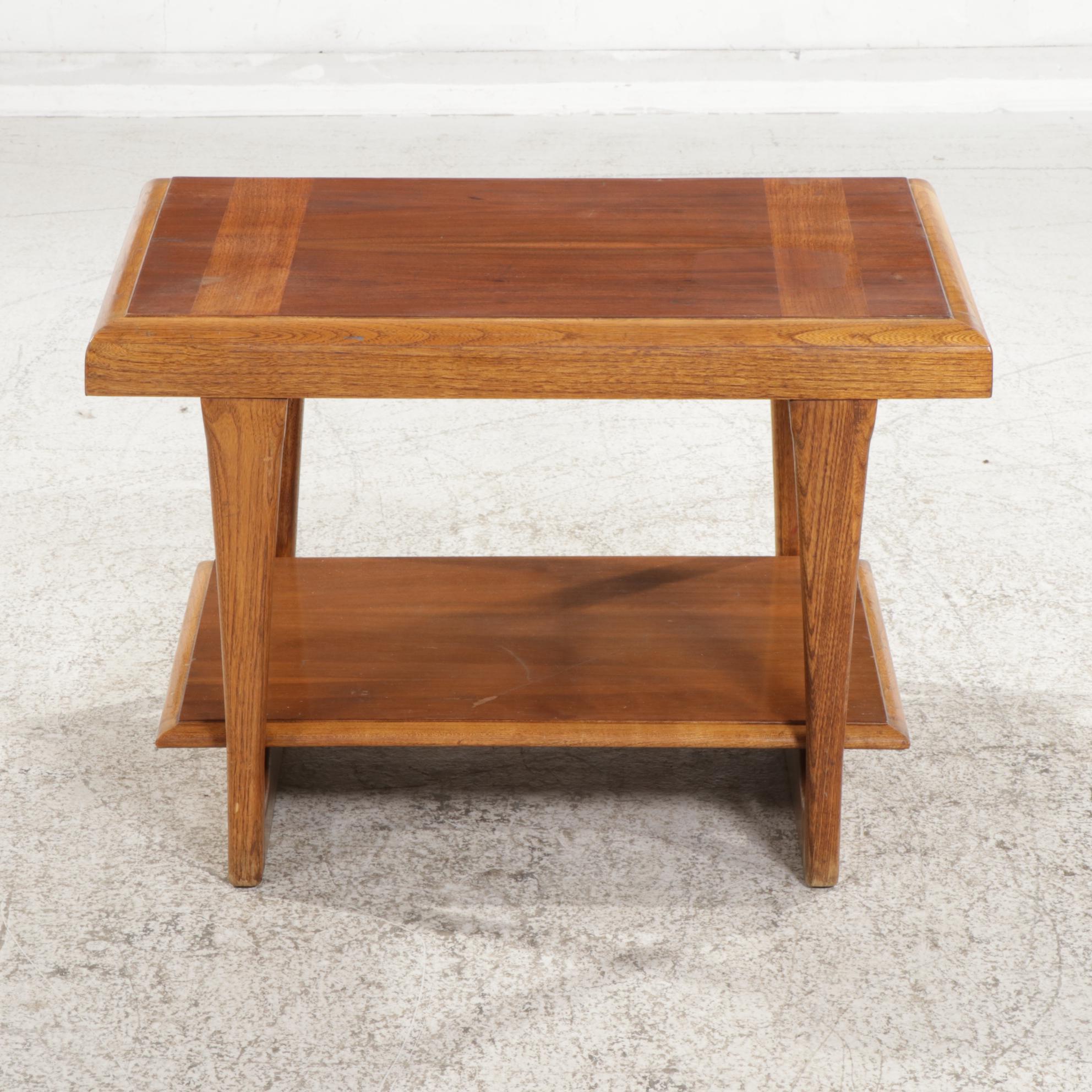 Lane Mid Century Modern Walnut Two-Tier Side Table, 1960s