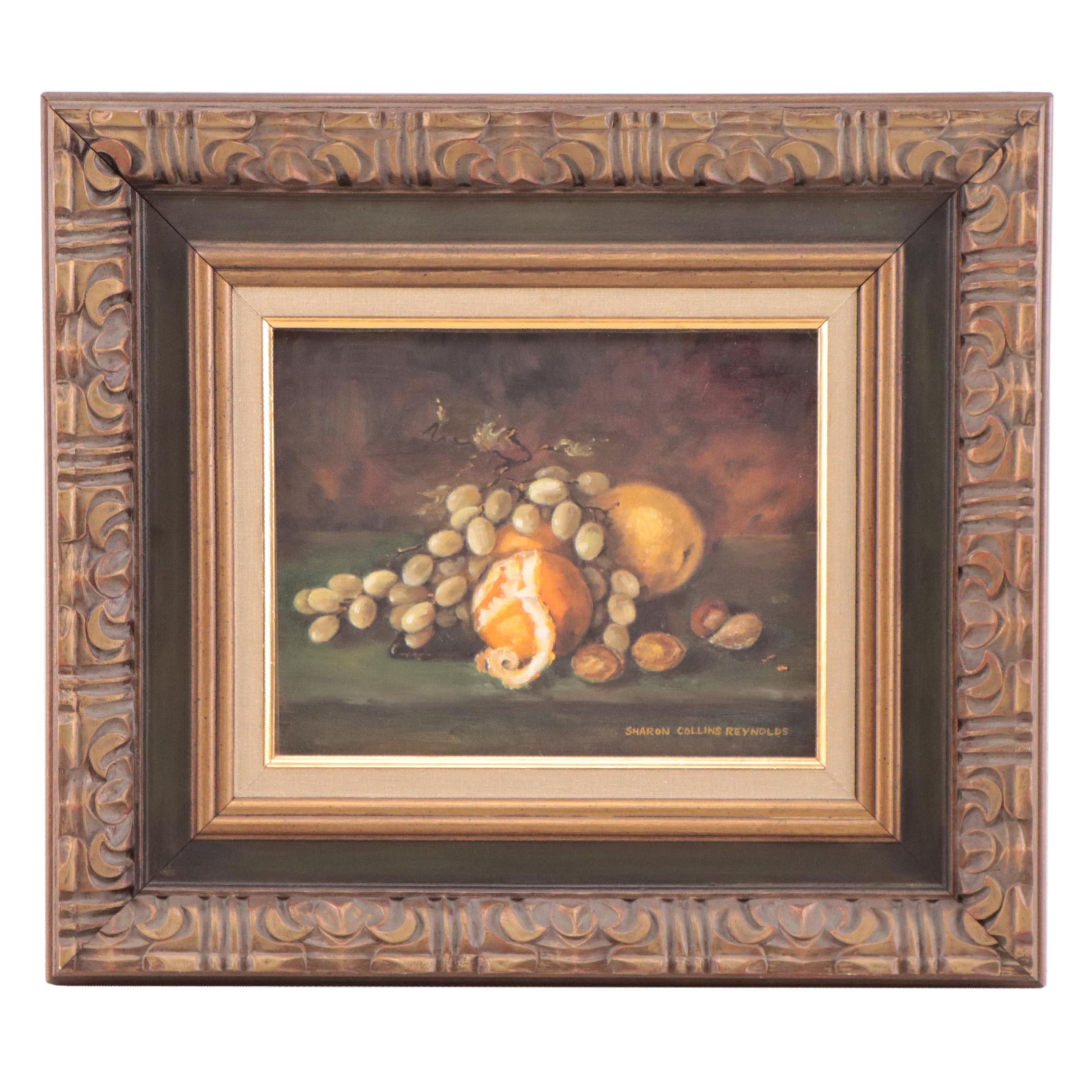 Sharon Collins Reynolds Still Life Oil Painting "Fruit and Nuts," 1979