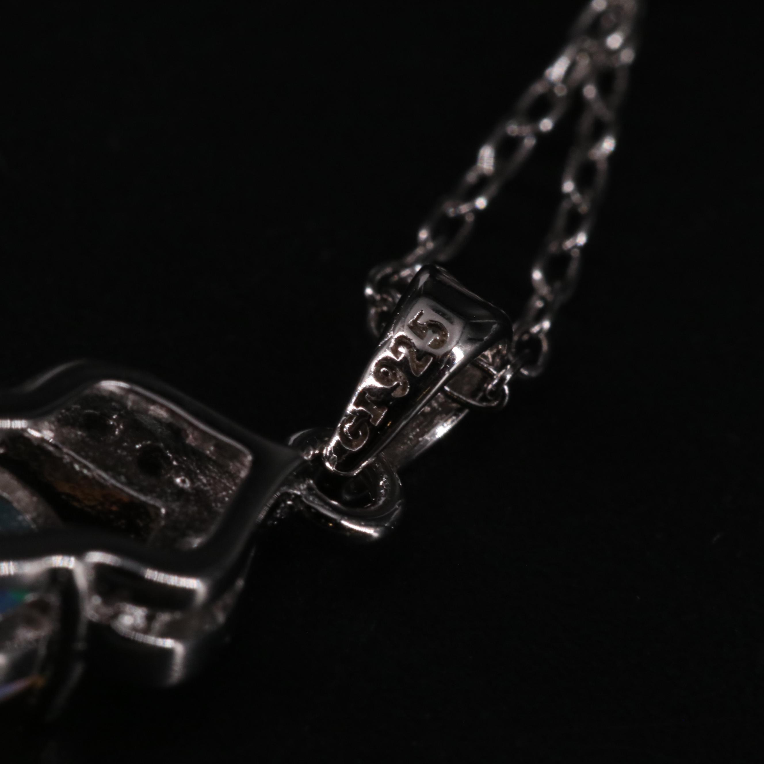 Sterling Silver Opal and Topaz Pendant Necklace