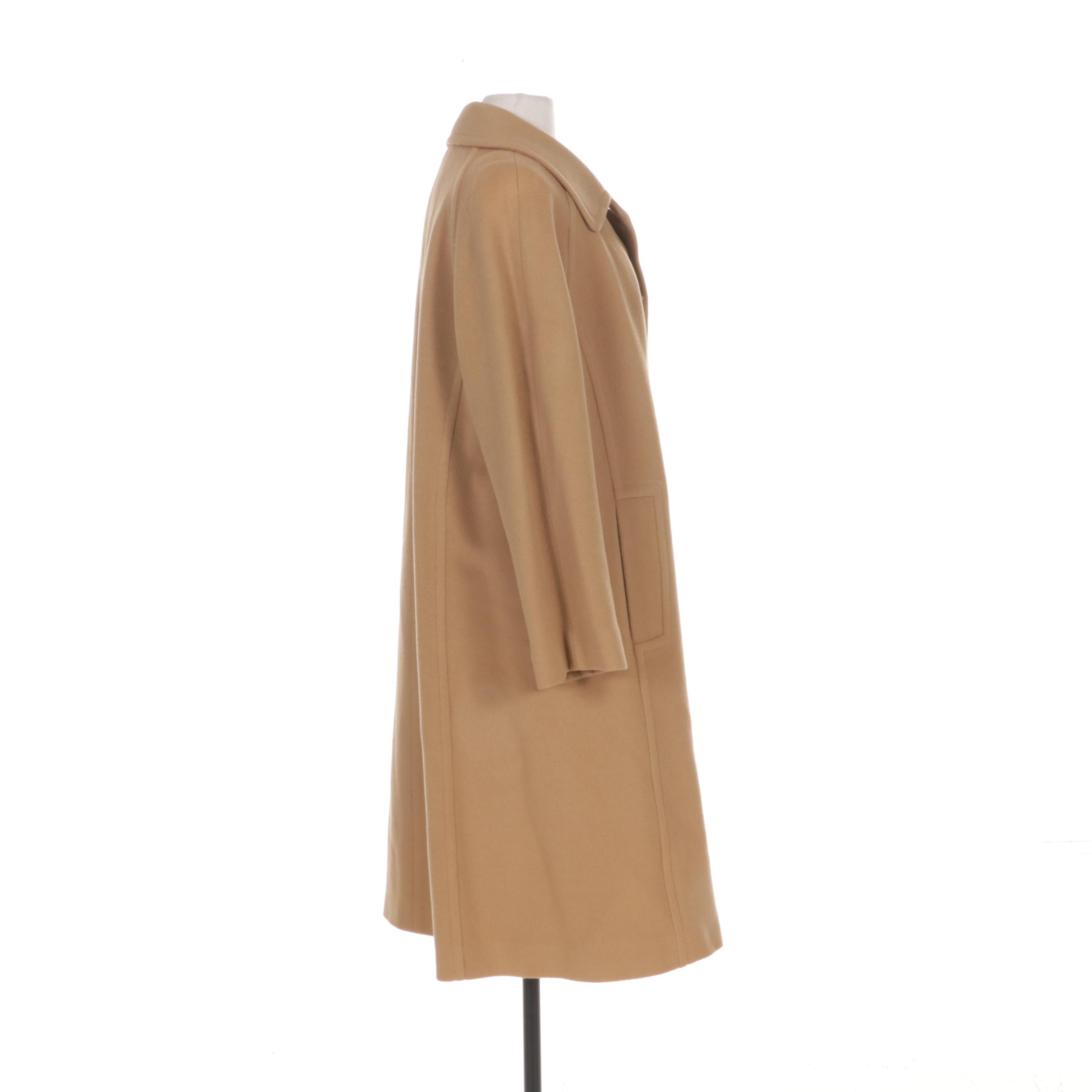 Ultima Camel Cashmere Button-Front Coat