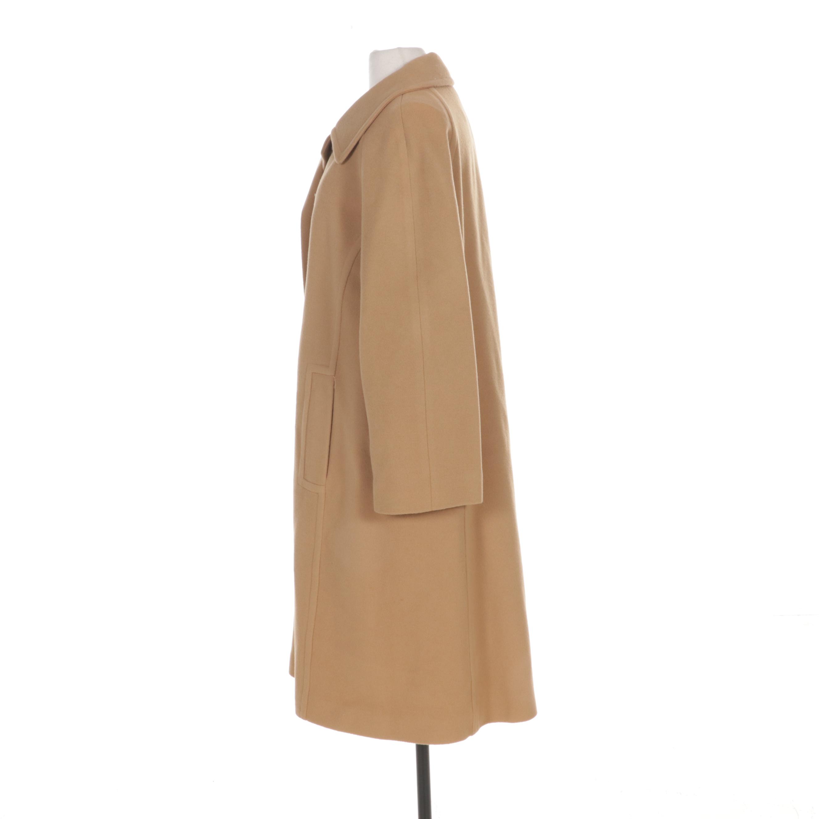 Ultima Camel Cashmere Button-Front Coat