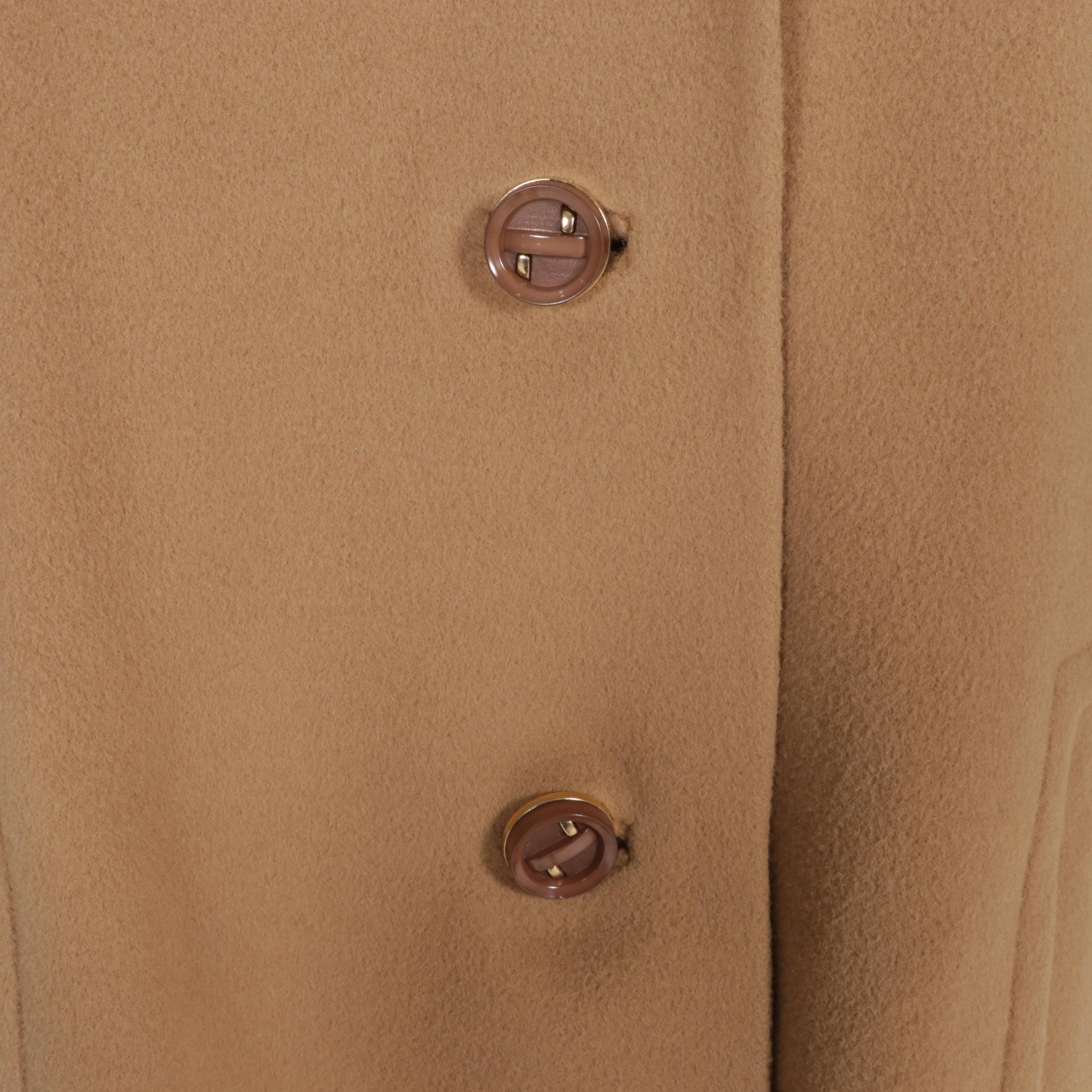 Ultima Camel Cashmere Button-Front Coat