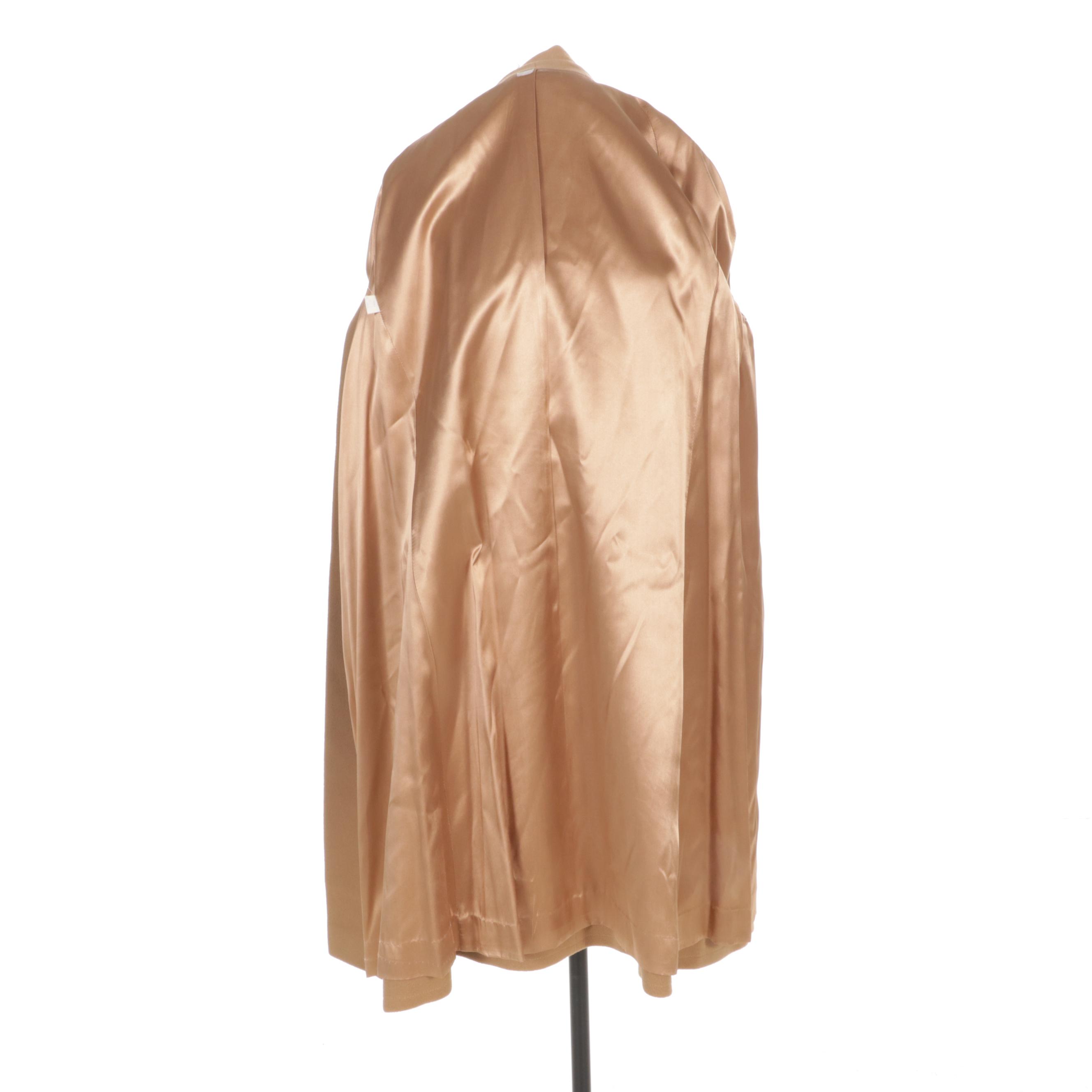 Ultima Camel Cashmere Button-Front Coat