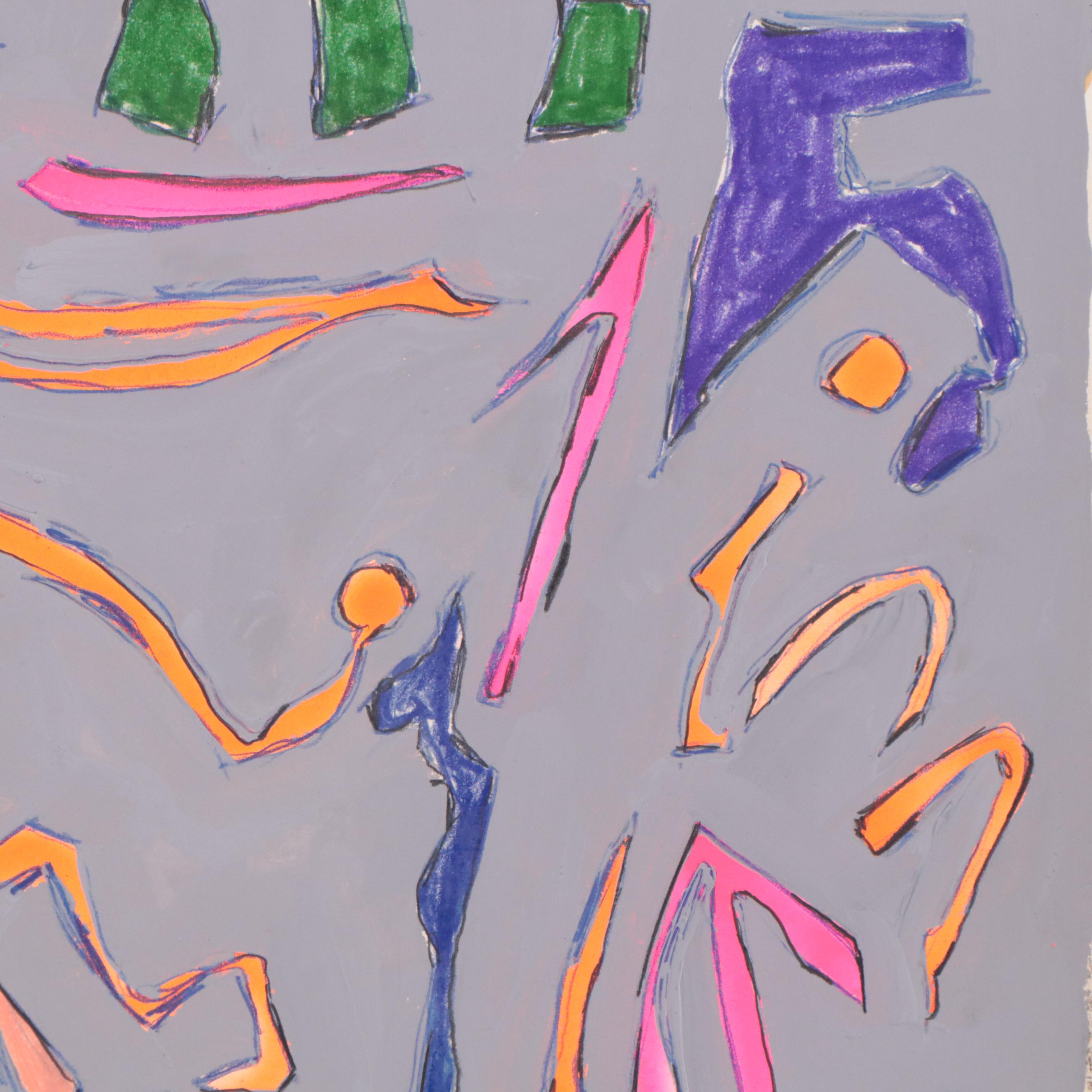 Harry Hilson Abstract Acrylic Painting, Circa 1980