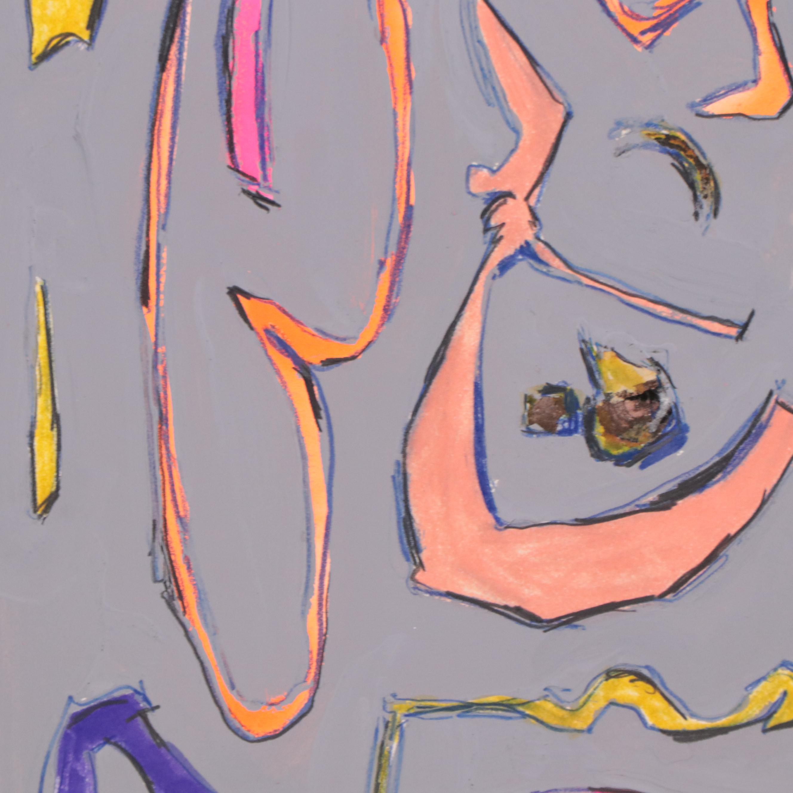 Harry Hilson Abstract Acrylic Painting, Circa 1980