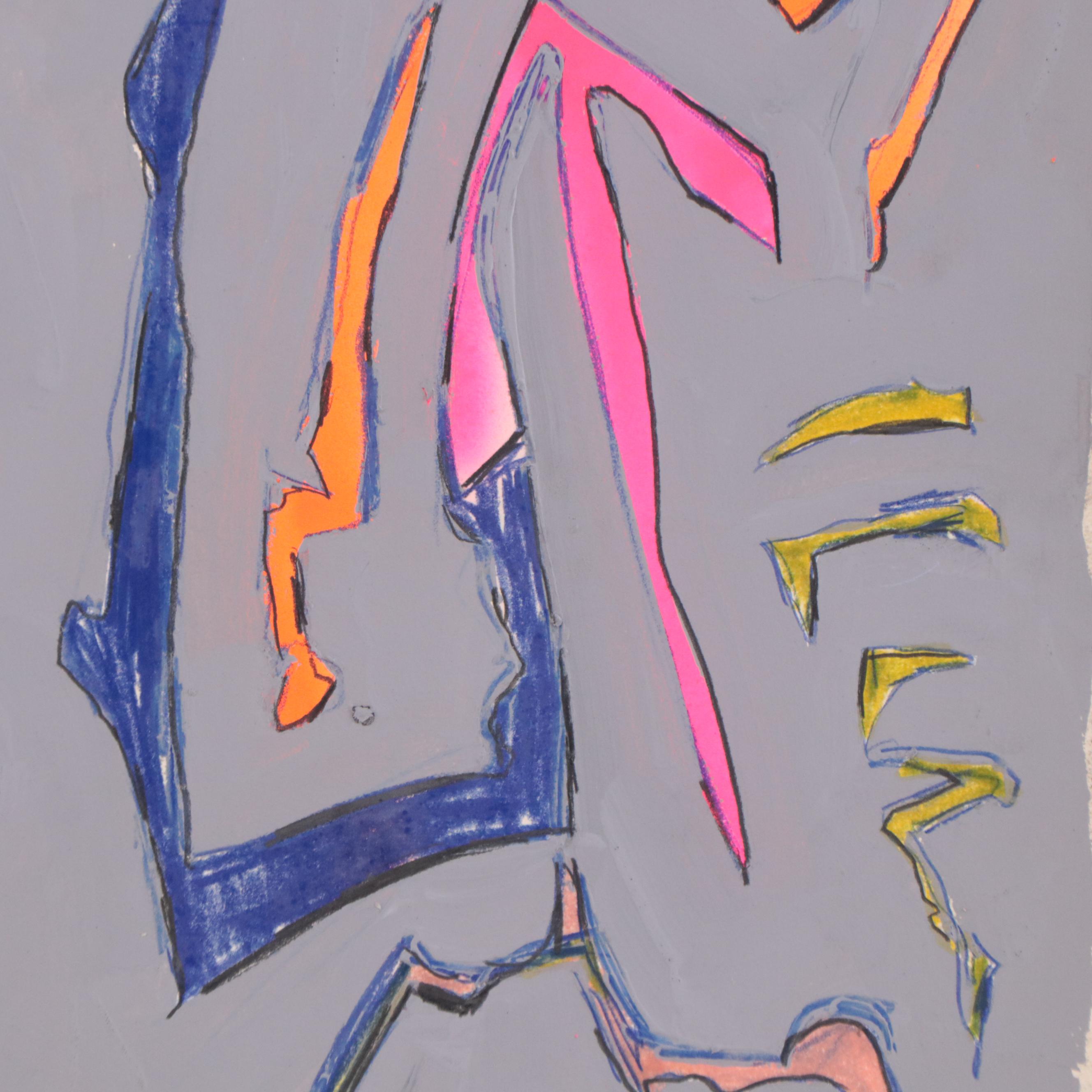 Harry Hilson Abstract Acrylic Painting, Circa 1980