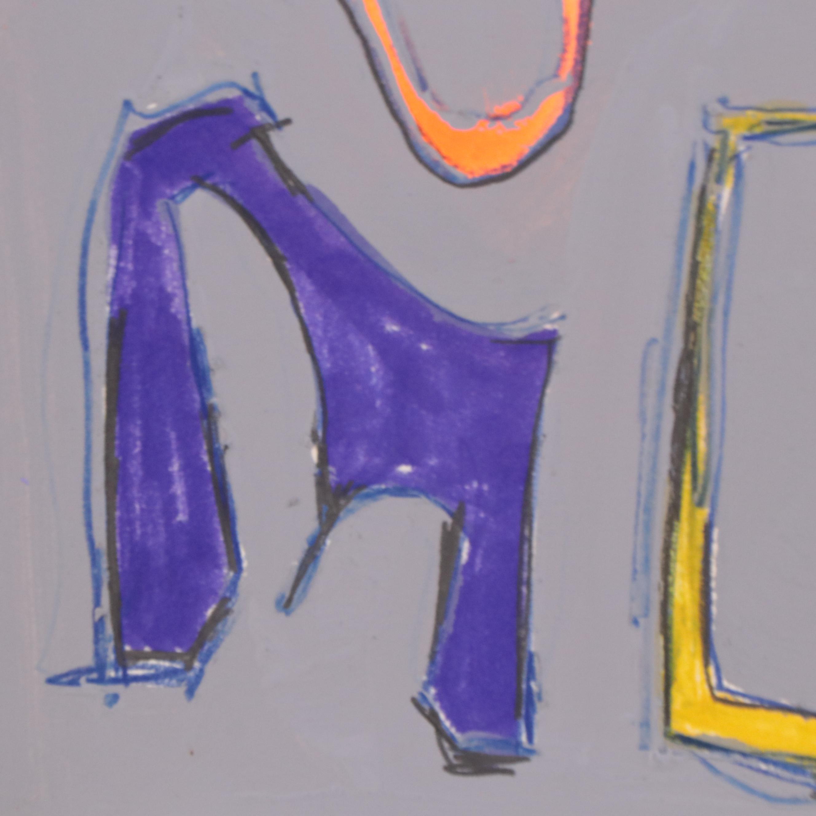 Harry Hilson Abstract Acrylic Painting, Circa 1980