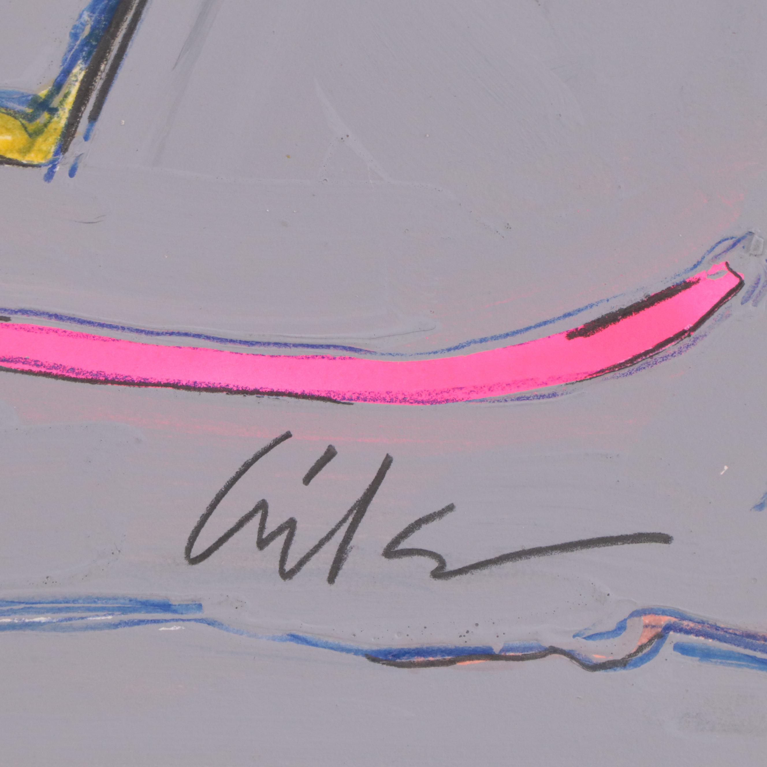 Harry Hilson Abstract Acrylic Painting, Circa 1980