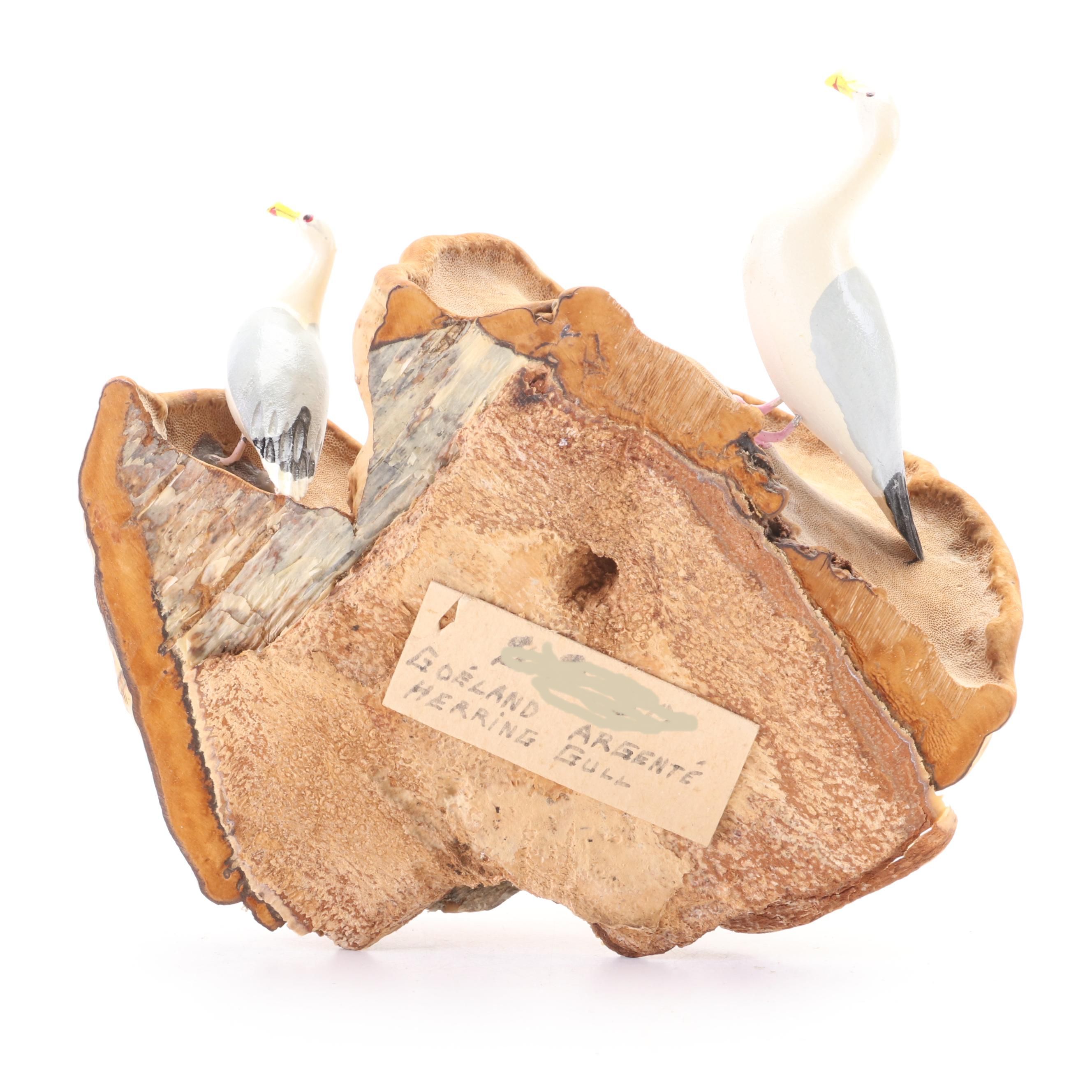 Patricia Yunkes Driftwood and Wicker Sculpture with Burl Toadstools and Fungi