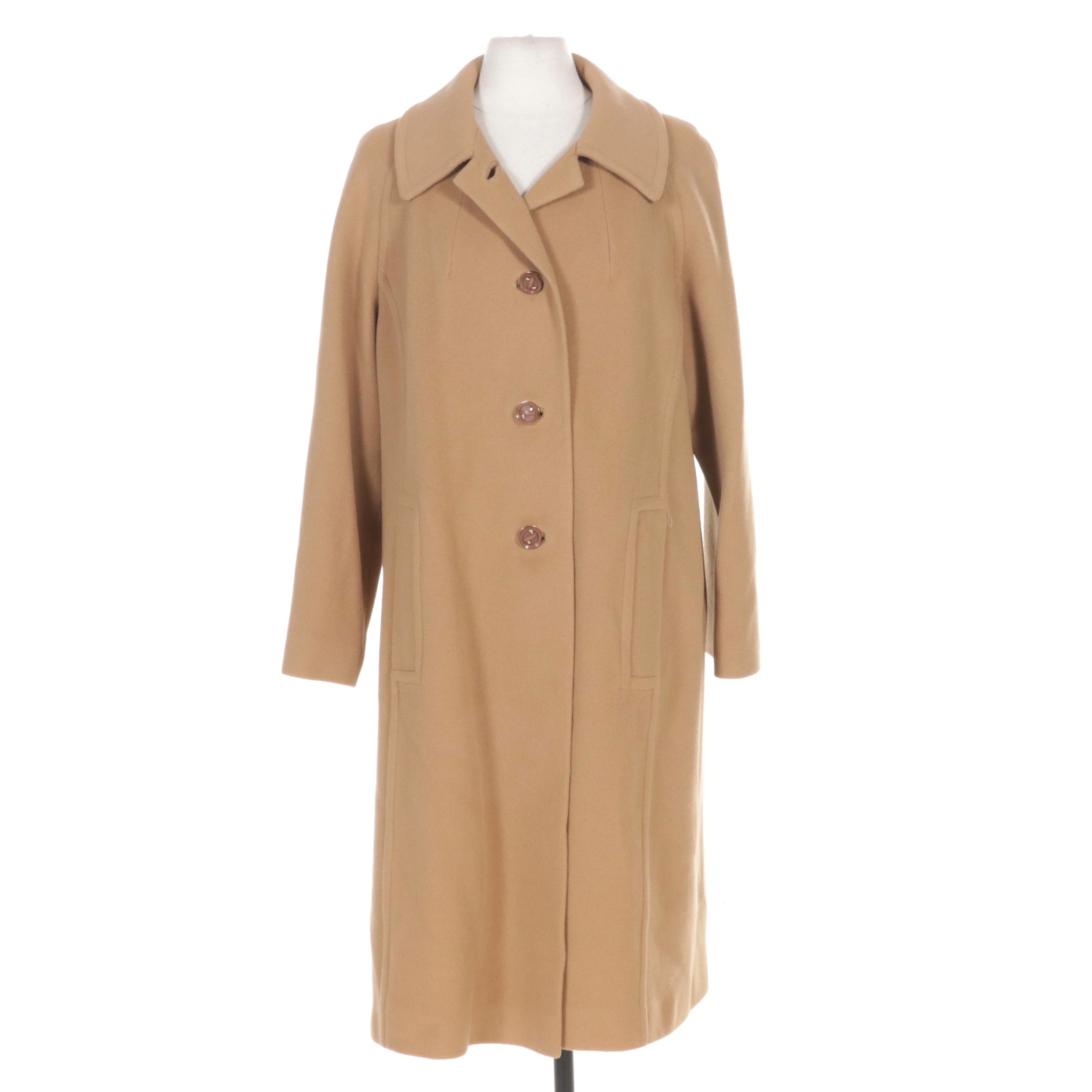 Ultima Camel Cashmere Button-Front Coat