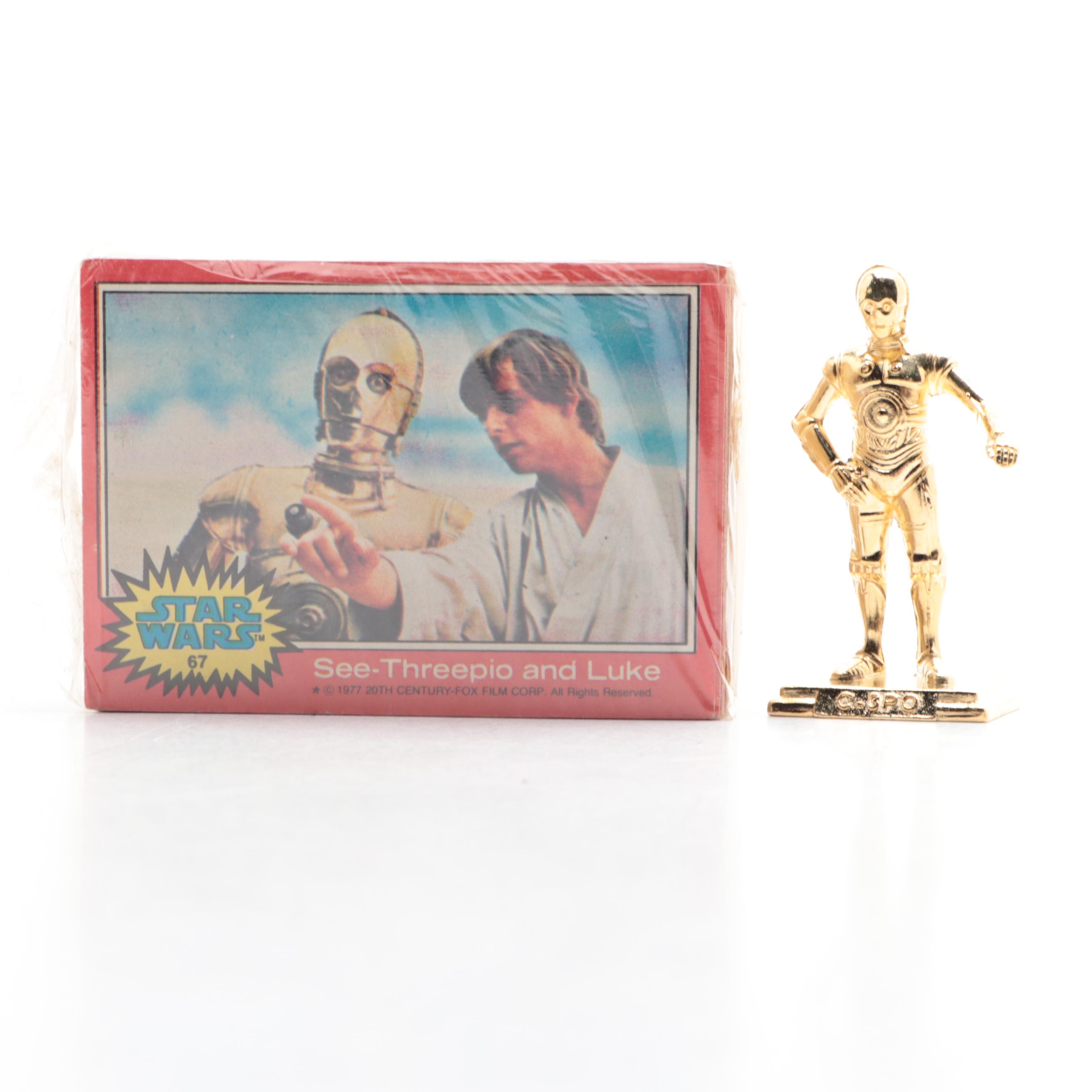Topps Star Wars Trading Cards, Toy Gun and 3-CPO Figurine, Mid to Late 20th C.