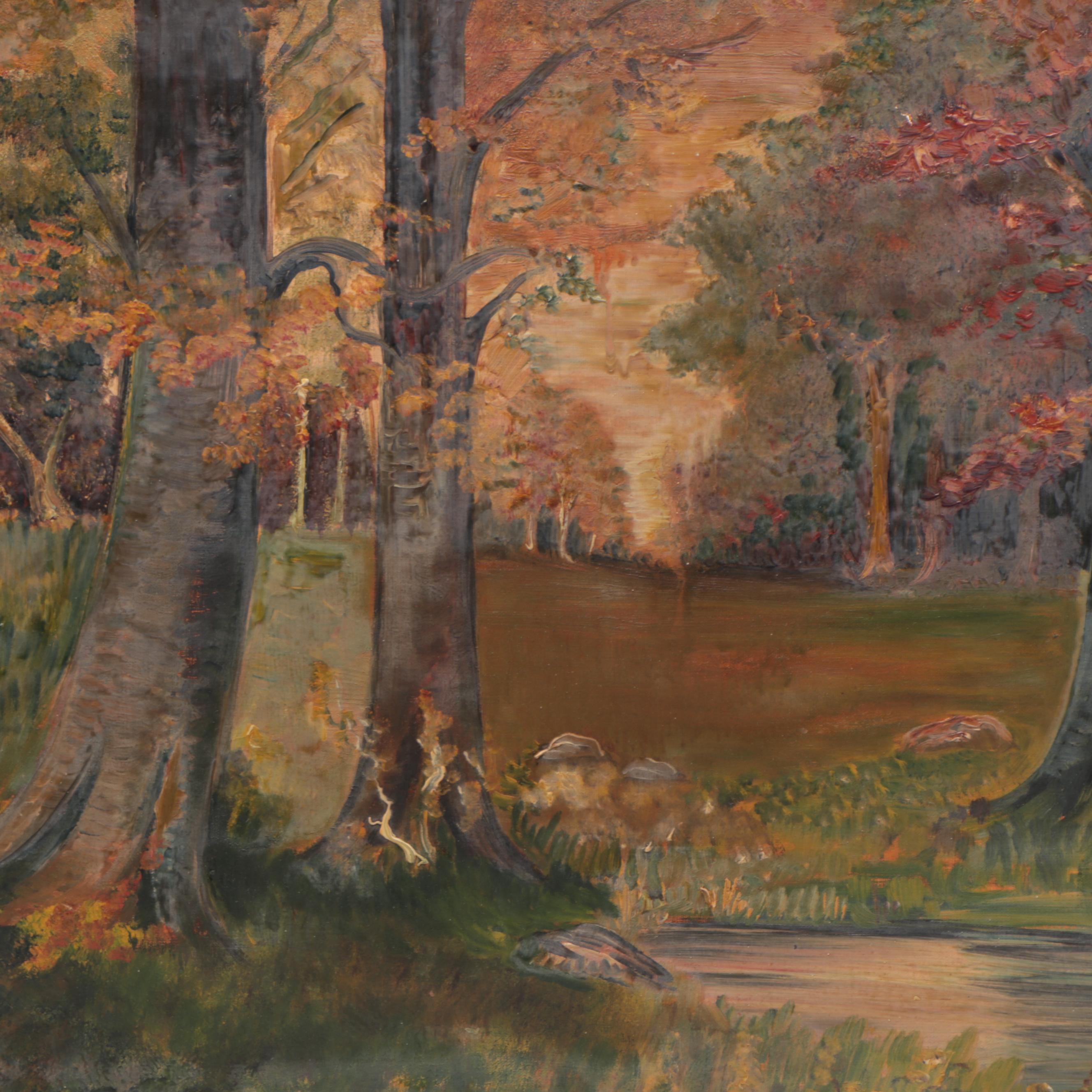 Clara Blomberg Woodland Landscape Oil Painting, 1932