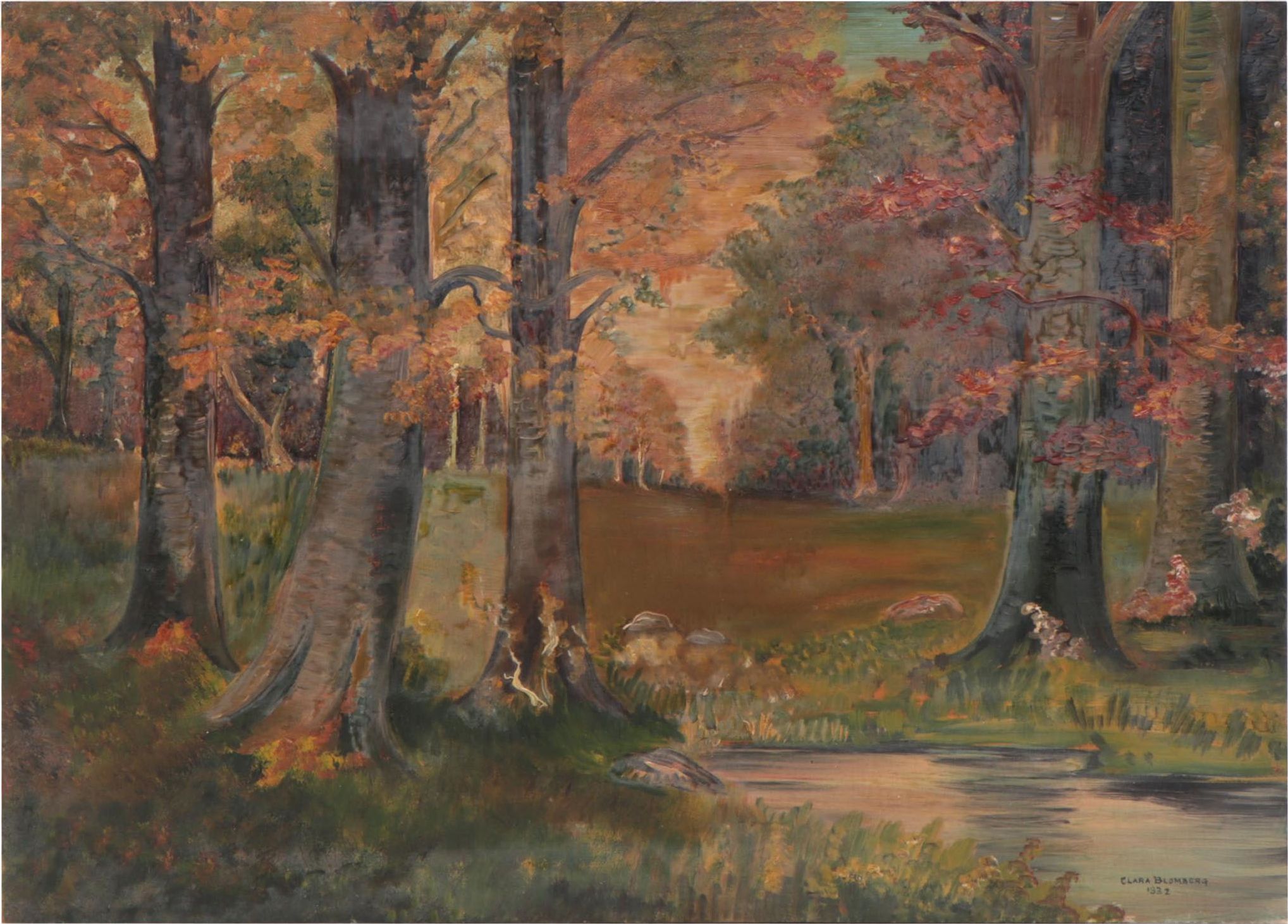 Clara Blomberg Woodland Landscape Oil Painting, 1932