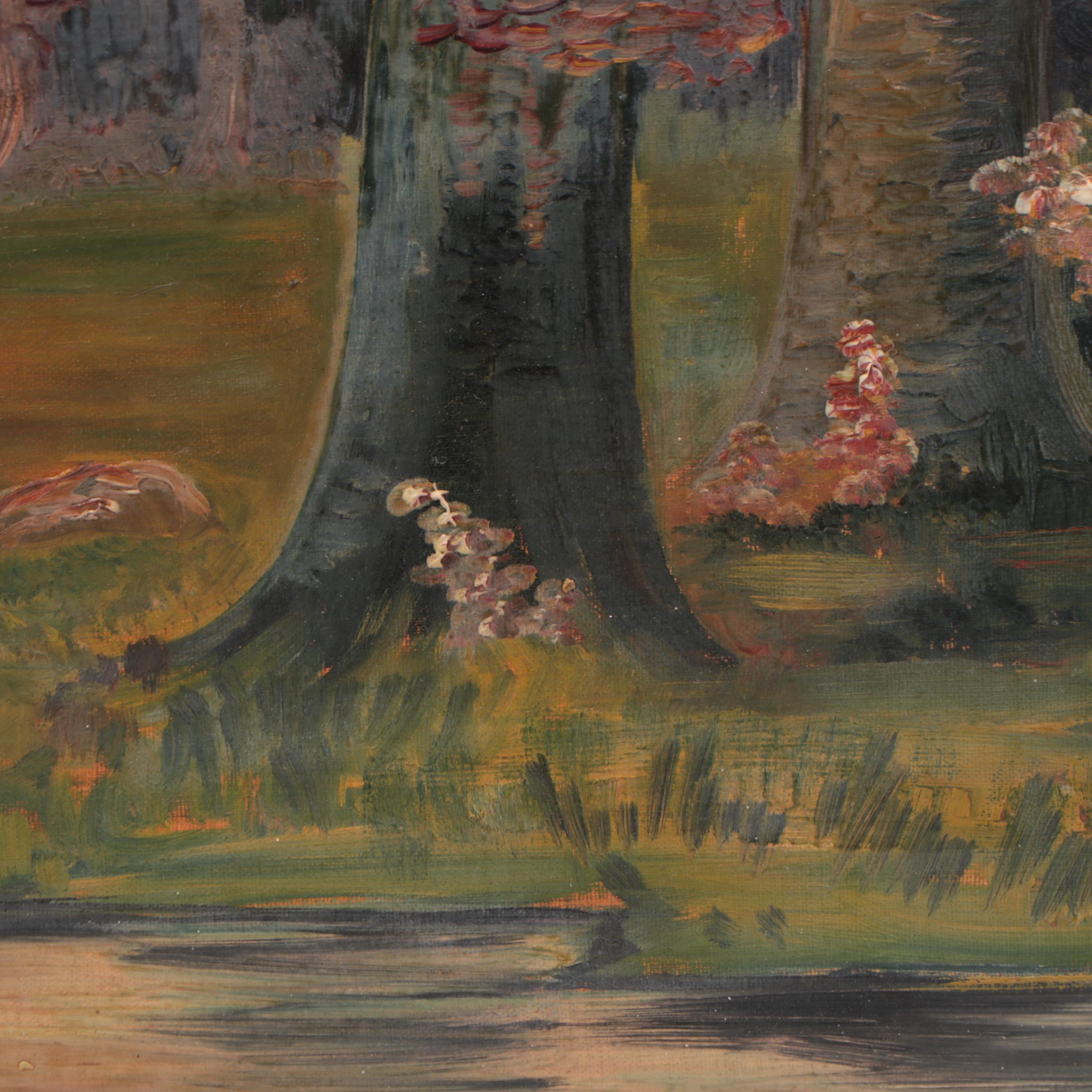 Clara Blomberg Woodland Landscape Oil Painting, 1932