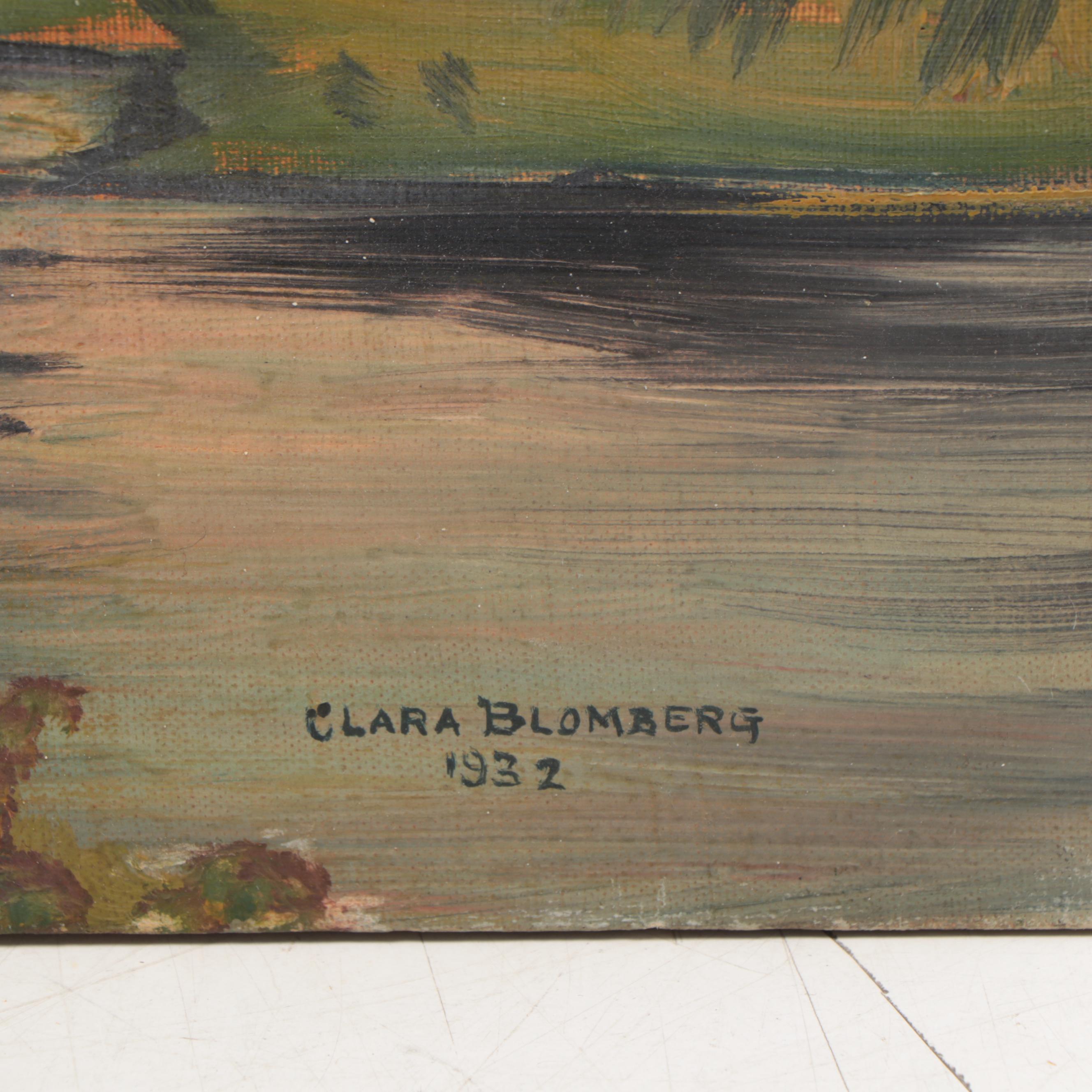 Clara Blomberg Woodland Landscape Oil Painting, 1932